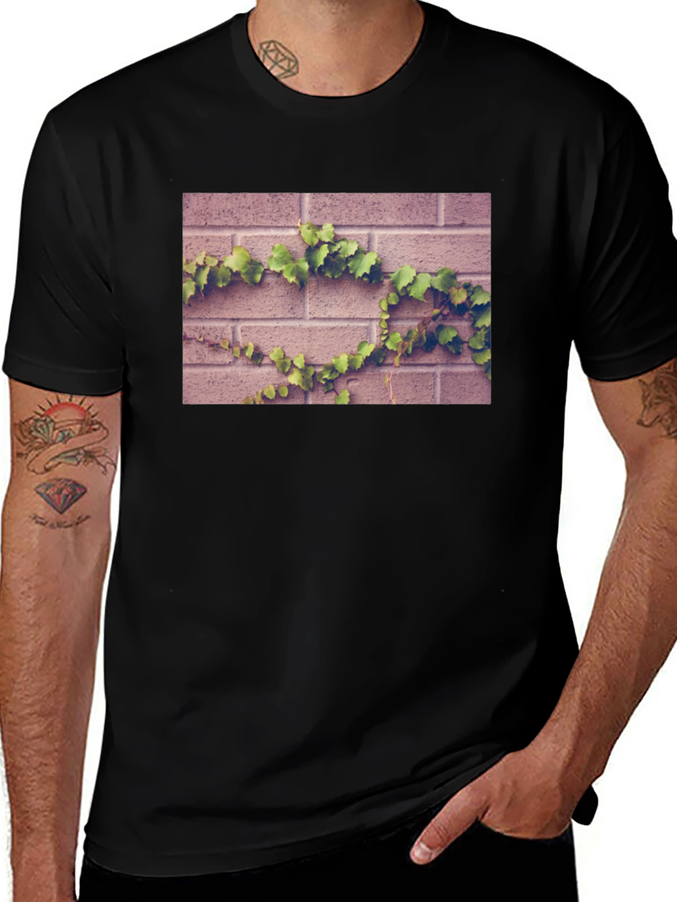 Brick Wall Vines Graphic T-Shirt