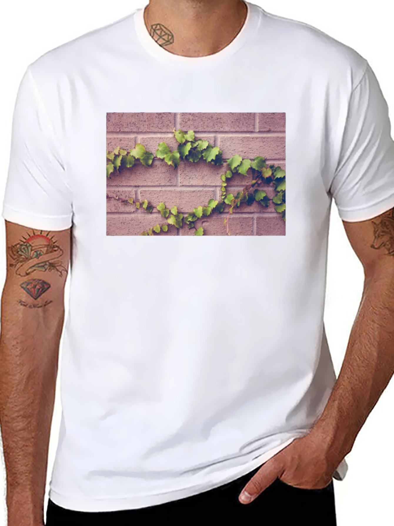 Brick Wall Vines Graphic T-Shirt