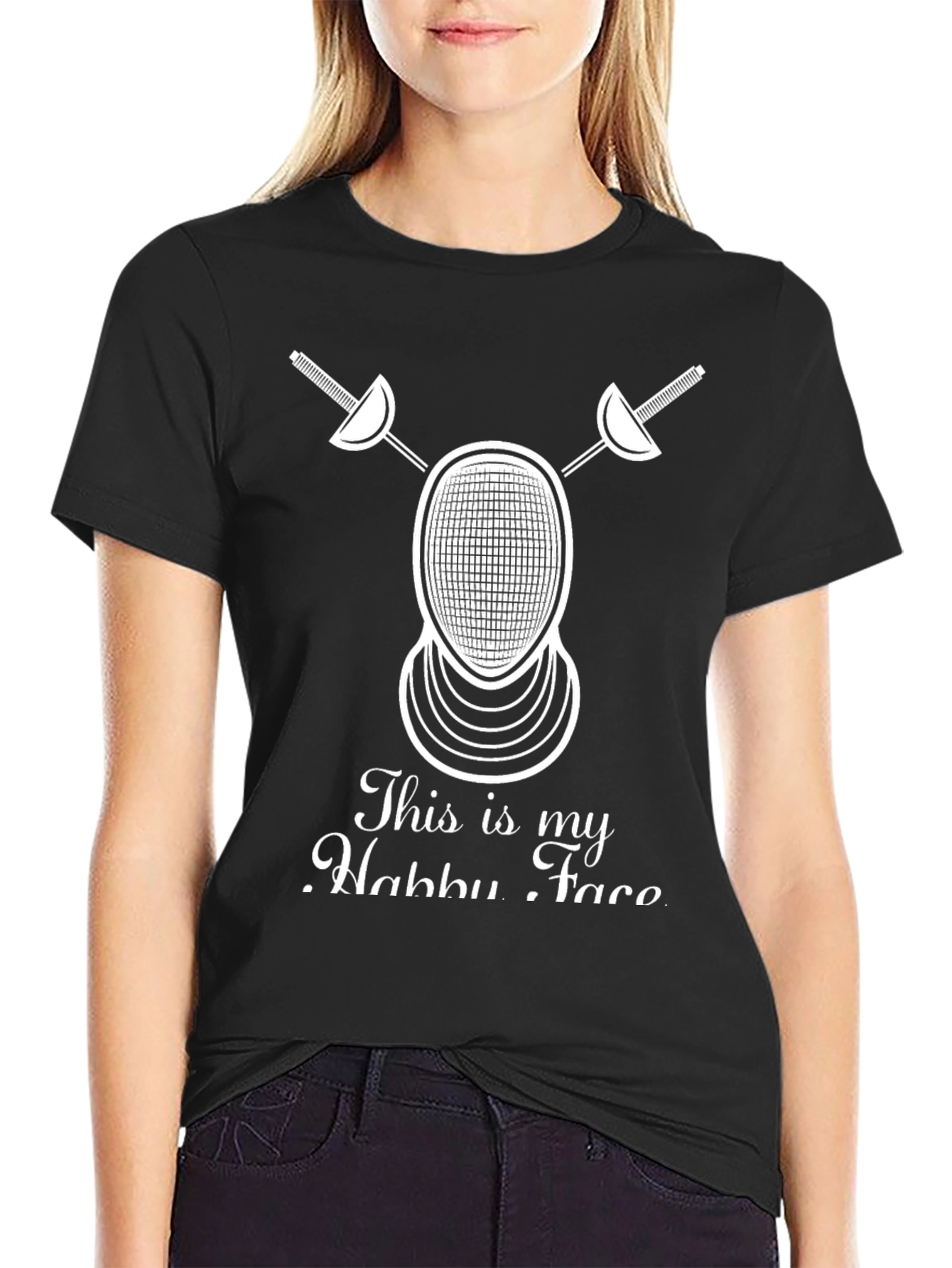 Fencing Hobby Face T-Shirt - Black