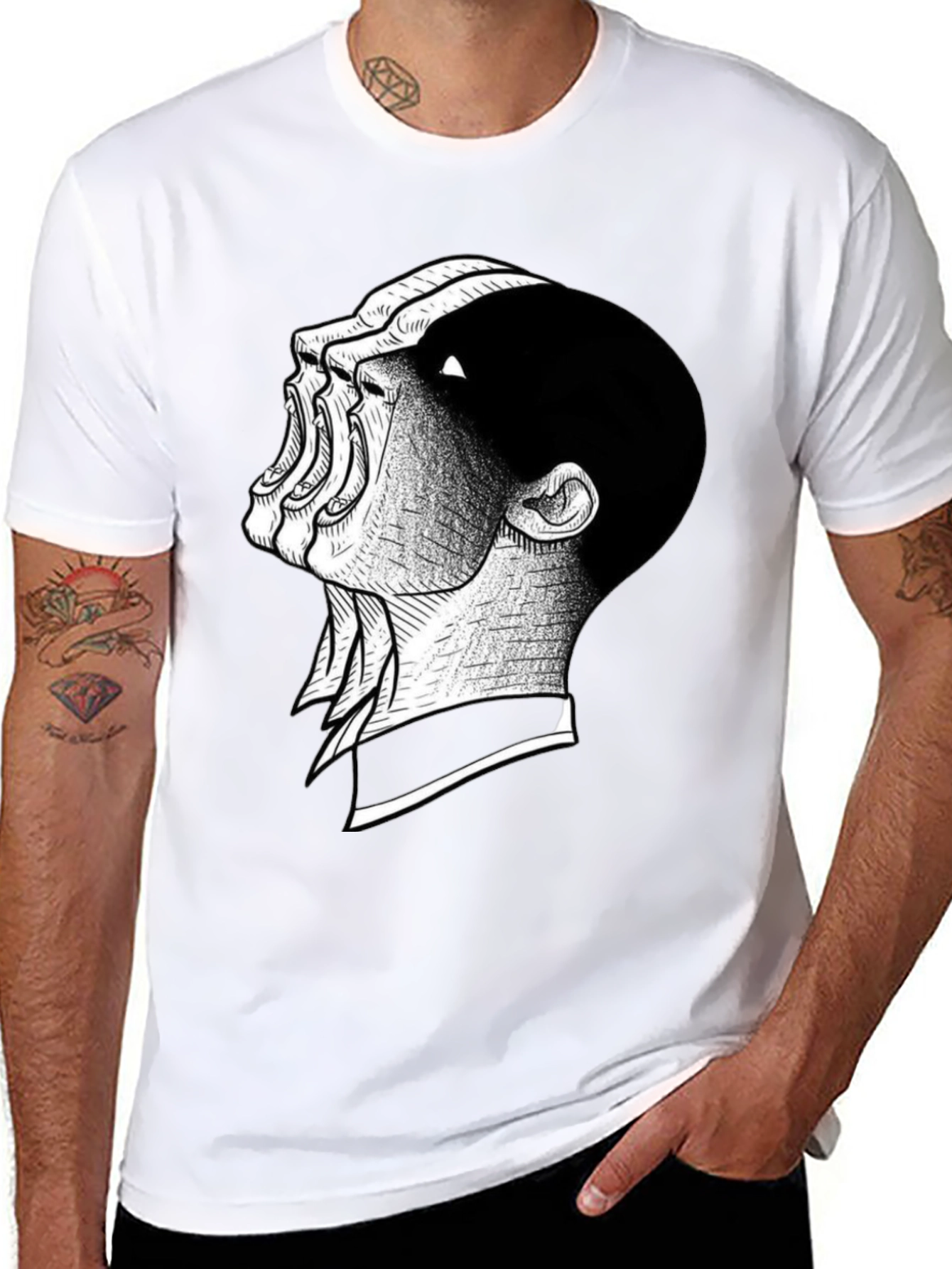 Distorted Scream Graphic Black T-Shirt