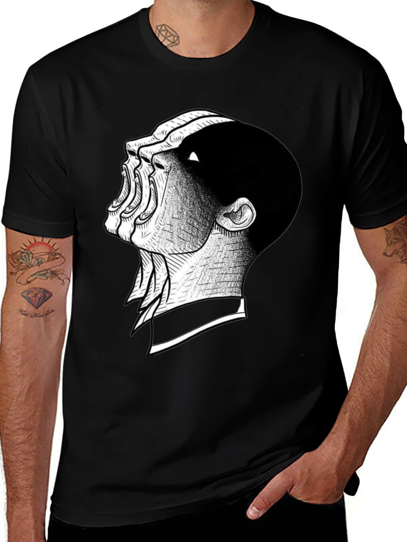 Distorted Scream Graphic Black T-Shirt