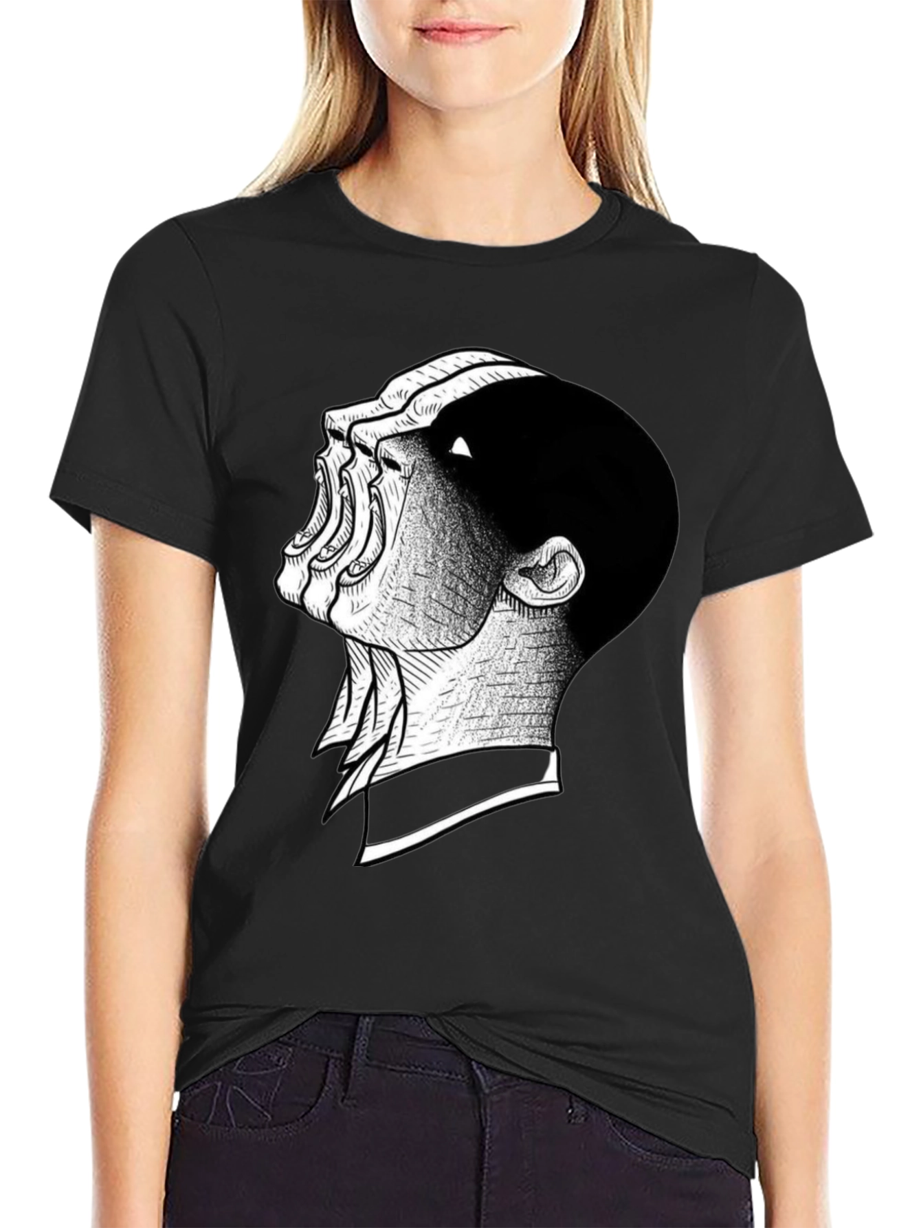 Distorted Scream Graphic Black T-Shirt