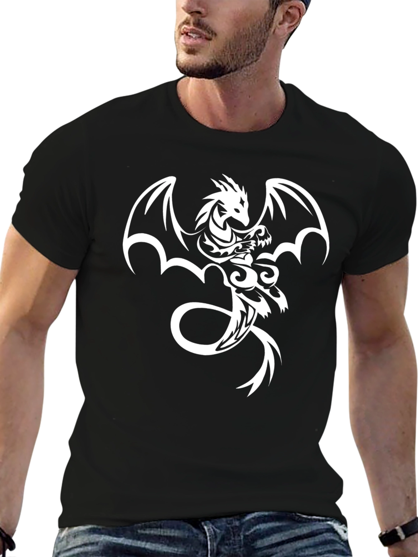 Dragon Graphic T-Shirt - Black Cotton Tee