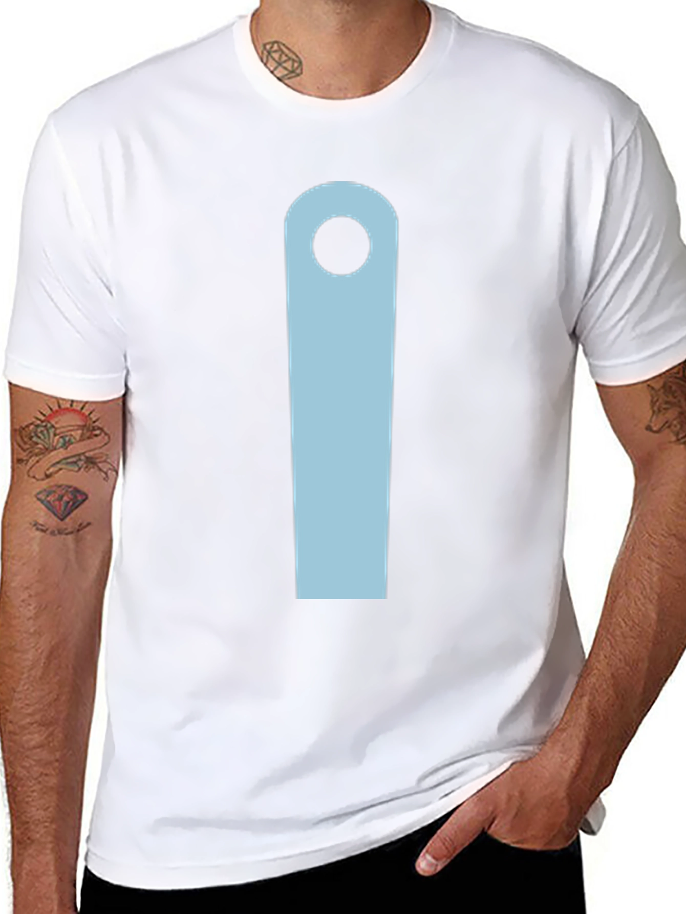 Minimalist Black T-Shirt with Light Blue Design