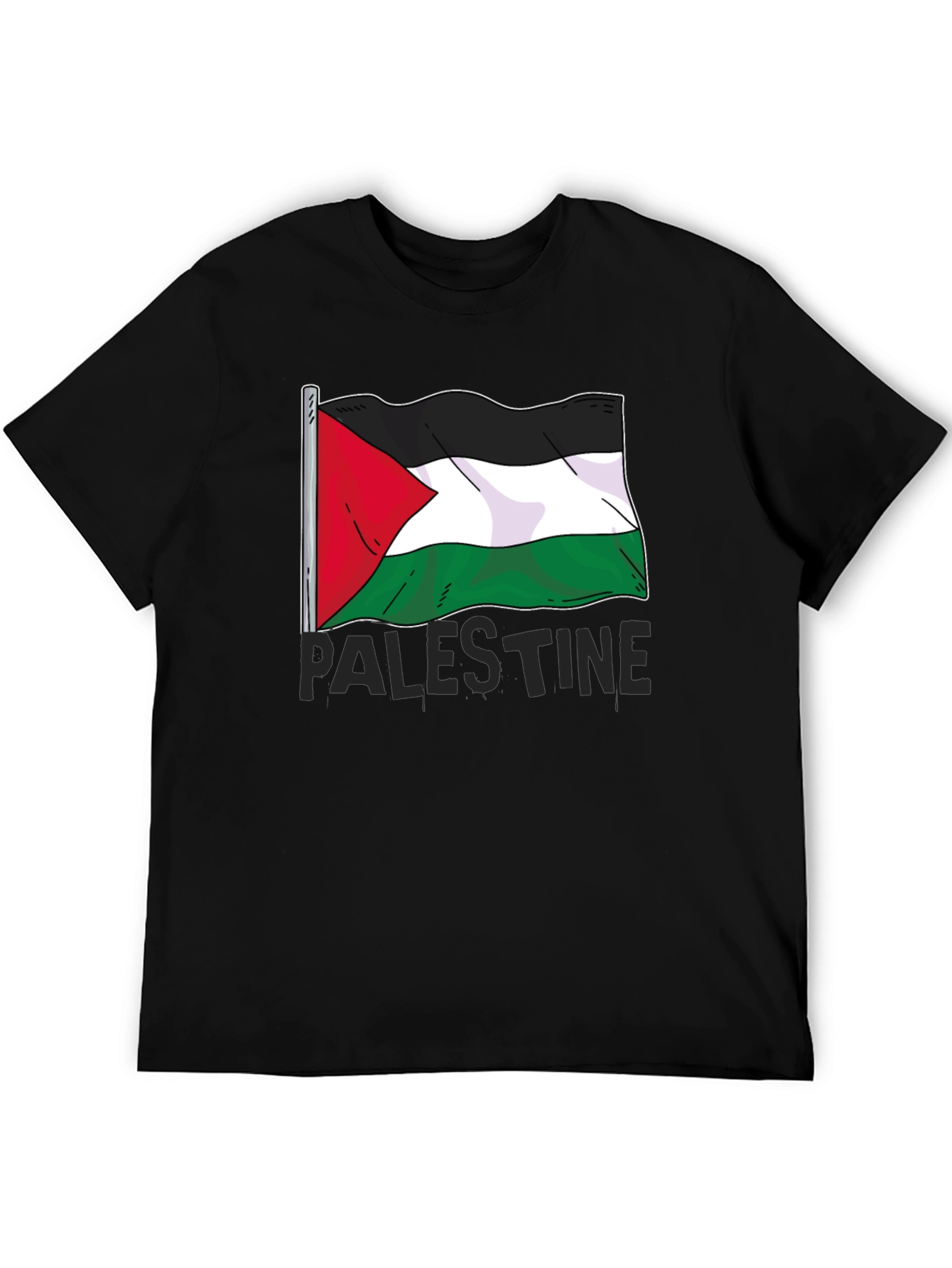 Palestine Flag Graphic Tee - Mens Black T-Shirt