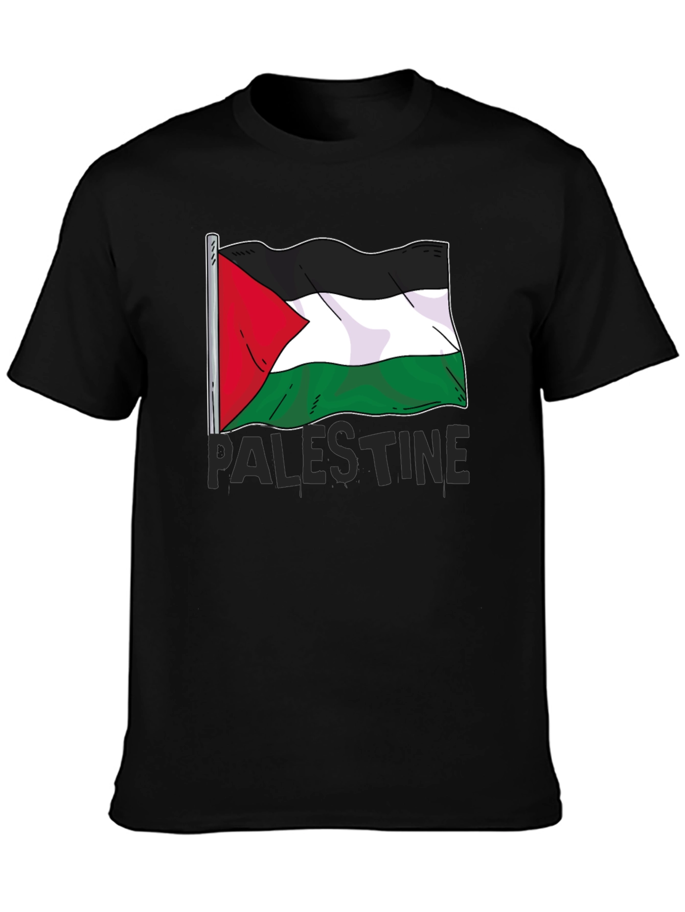 Palestine Flag Graphic Tee - Mens Black T-Shirt