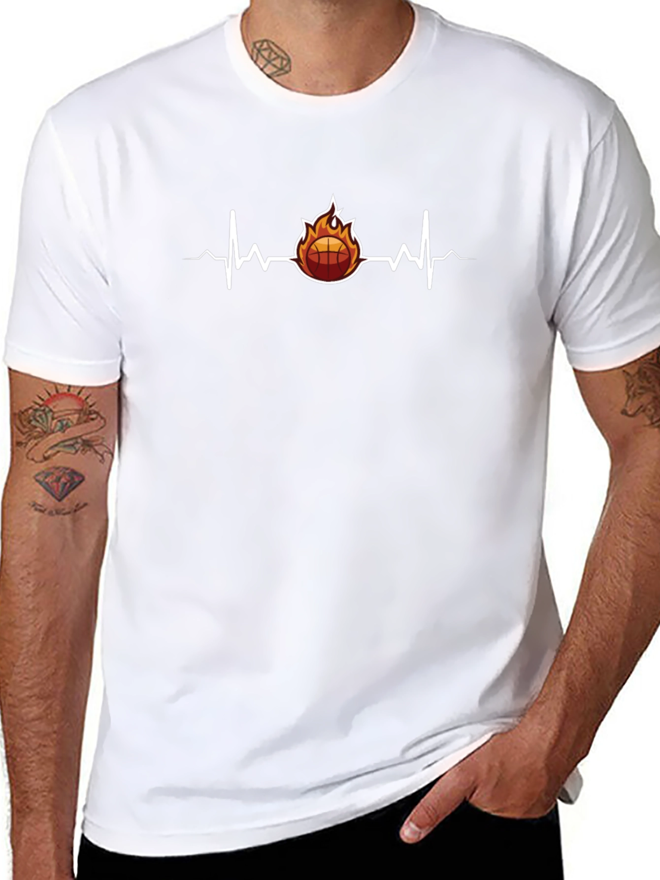 Fiery Basketball Heartbeat Graphic Tee