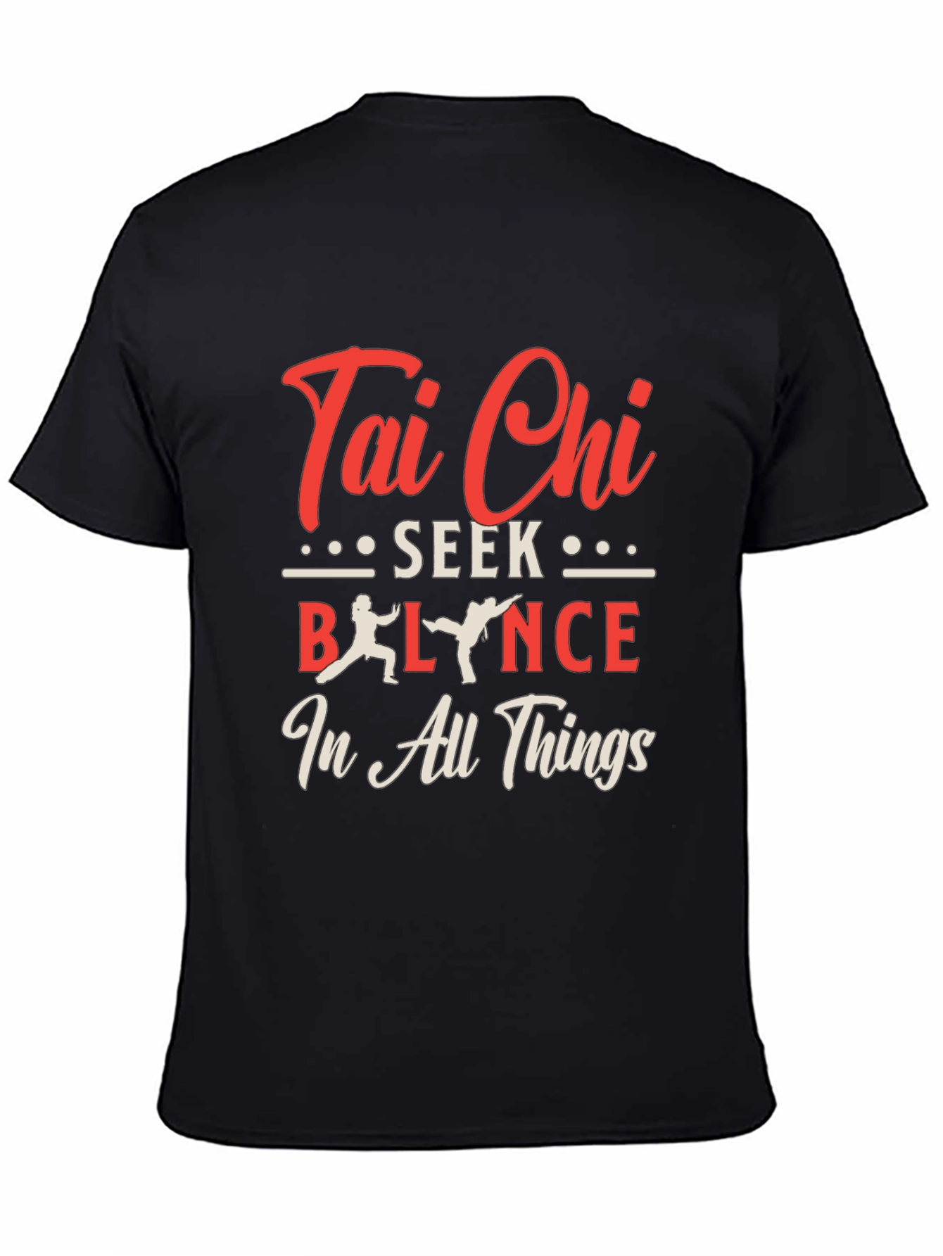 Tai Chi Balance Seek in All Things Black T-Shirt