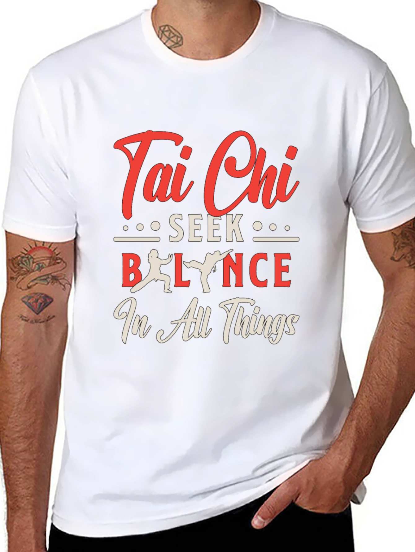 Tai Chi Balance Seek in All Things Black T-Shirt