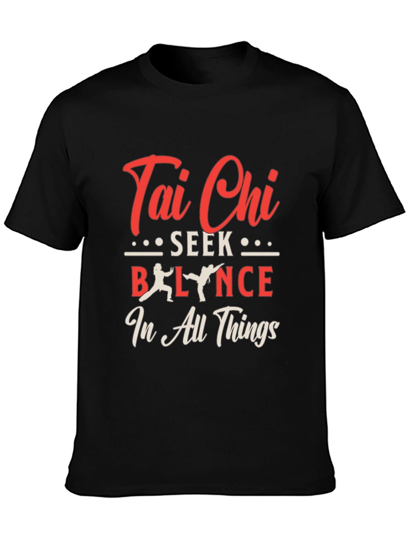 Tai Chi Balance Seek in All Things Black T-Shirt