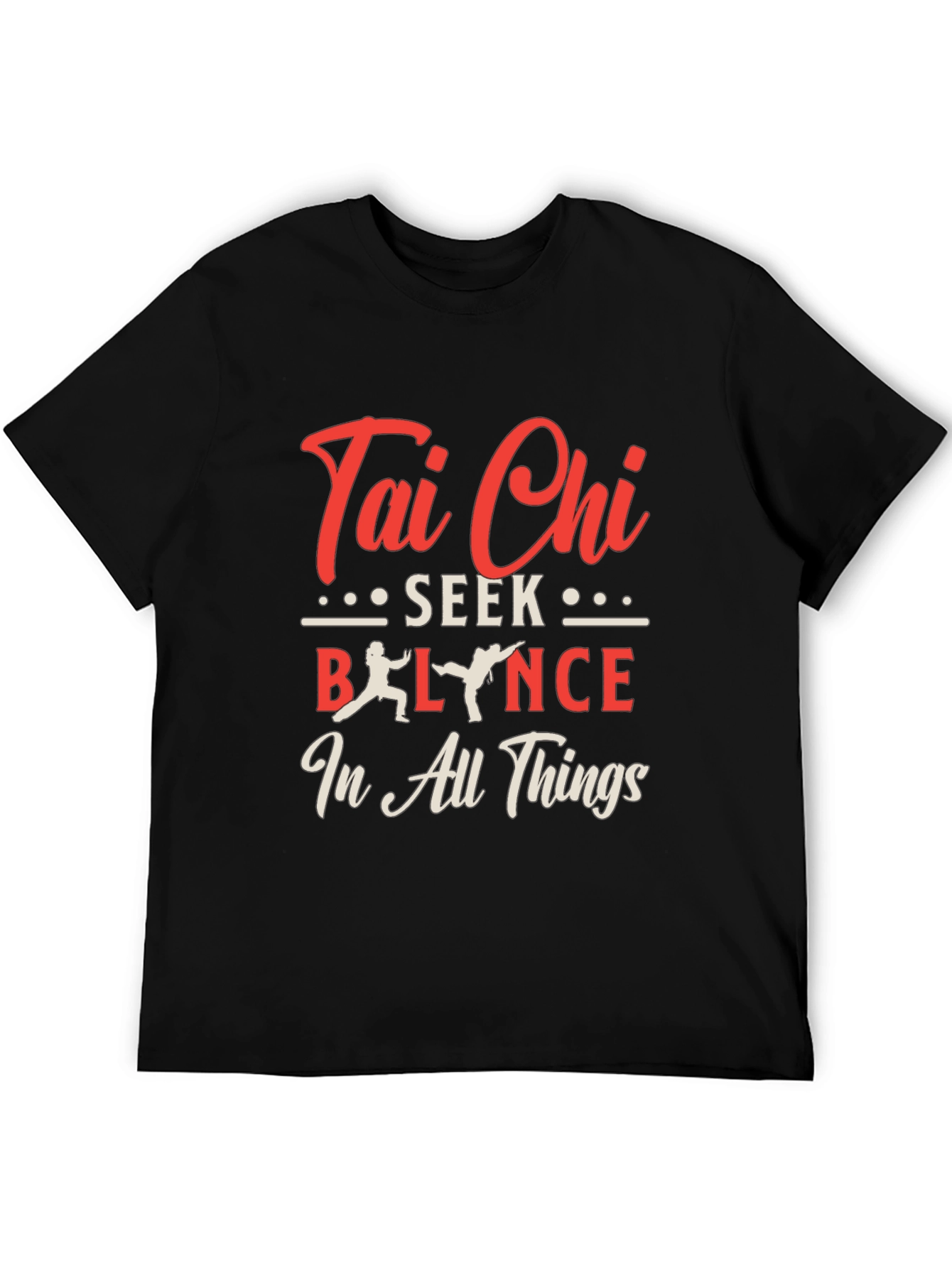 Tai Chi Balance Seek in All Things Black T-Shirt