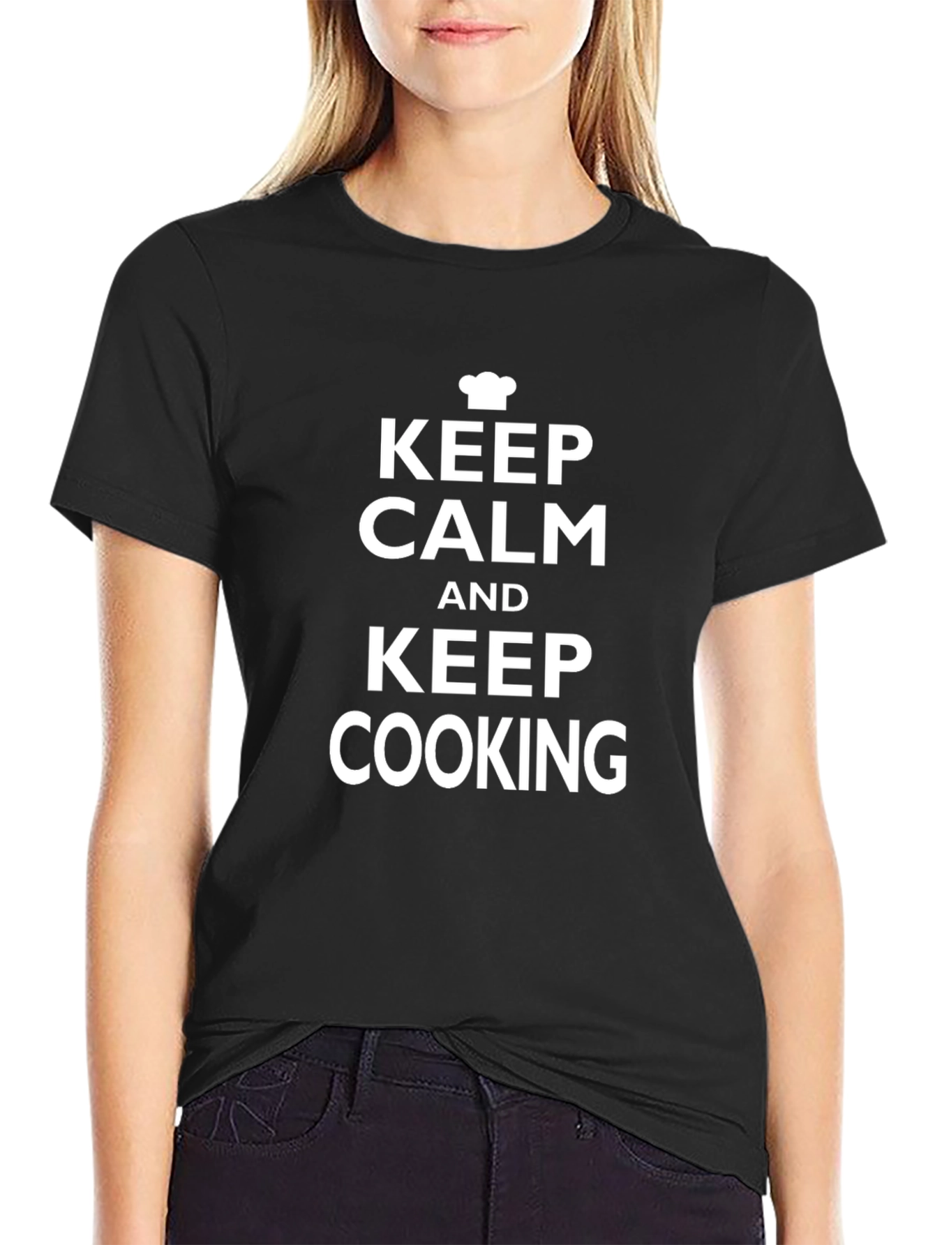 Keep Calm and Keep Cooking Black T-Shirt