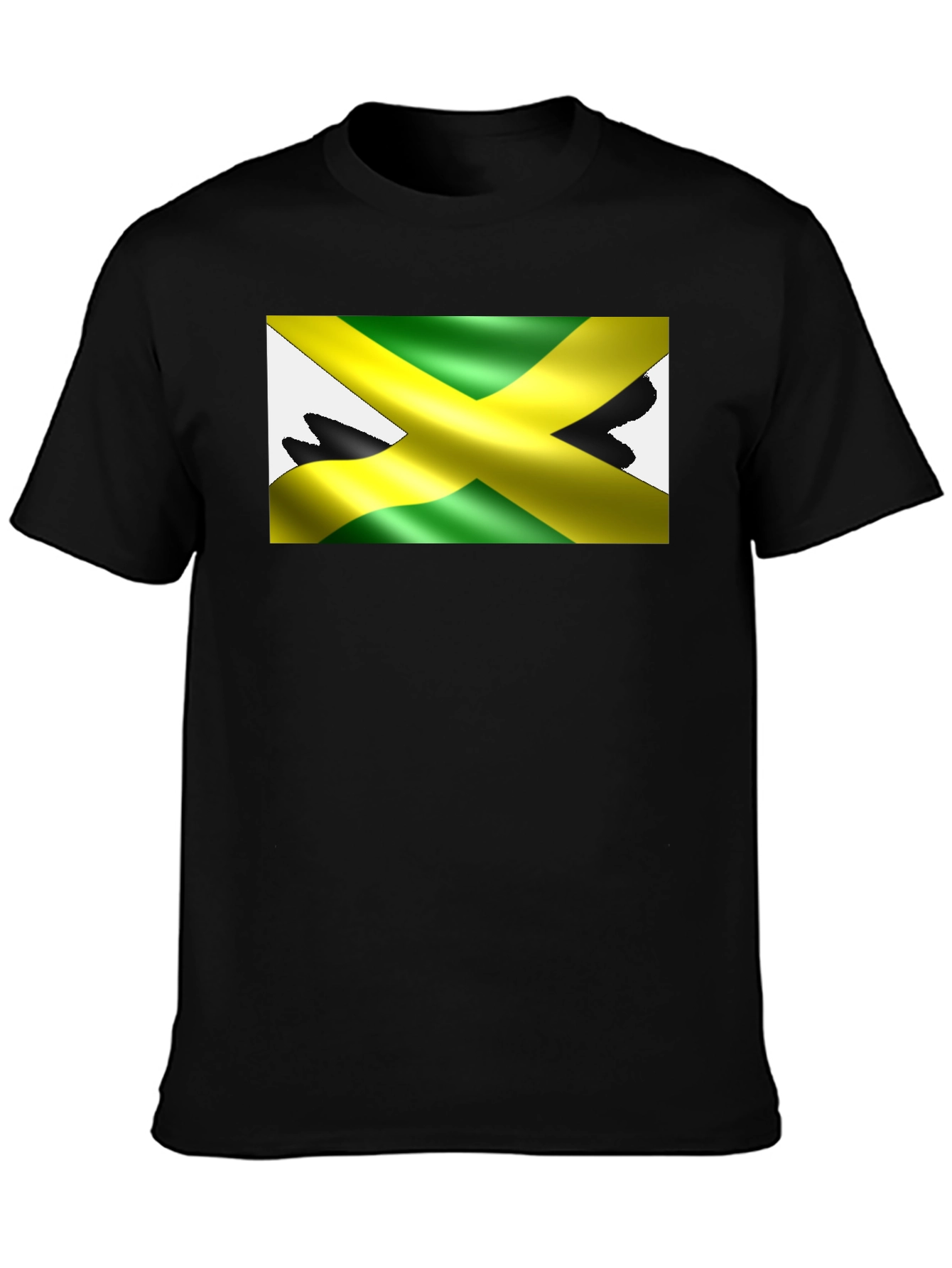 Jamaica Flag T-Shirt - Black Crew Neck Tee
