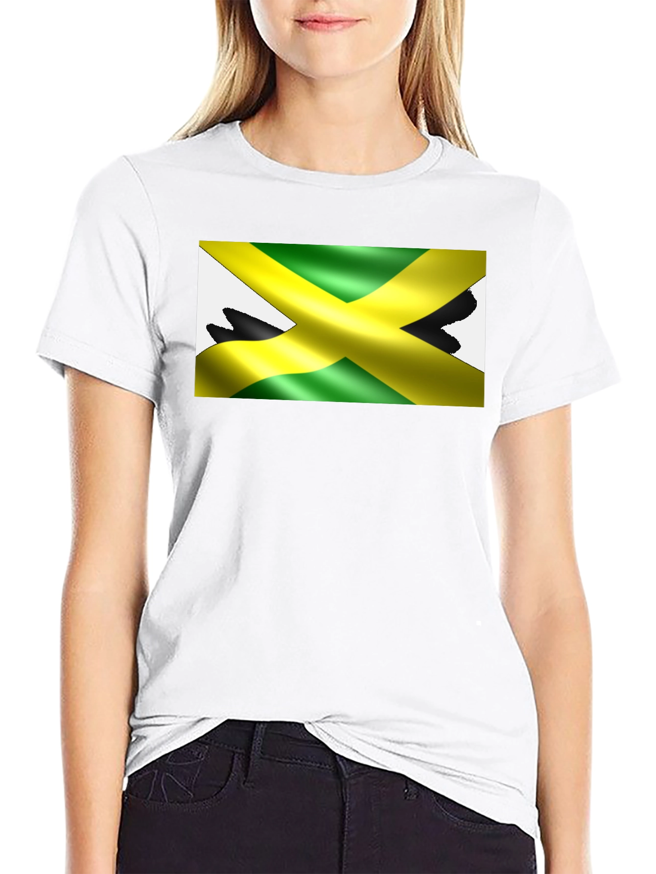 Jamaica Flag T-Shirt - Black Crew Neck Tee