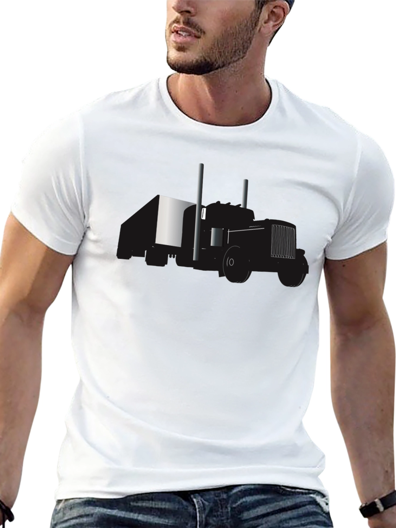 Abstract Tractor Graphic Black T-Shirt