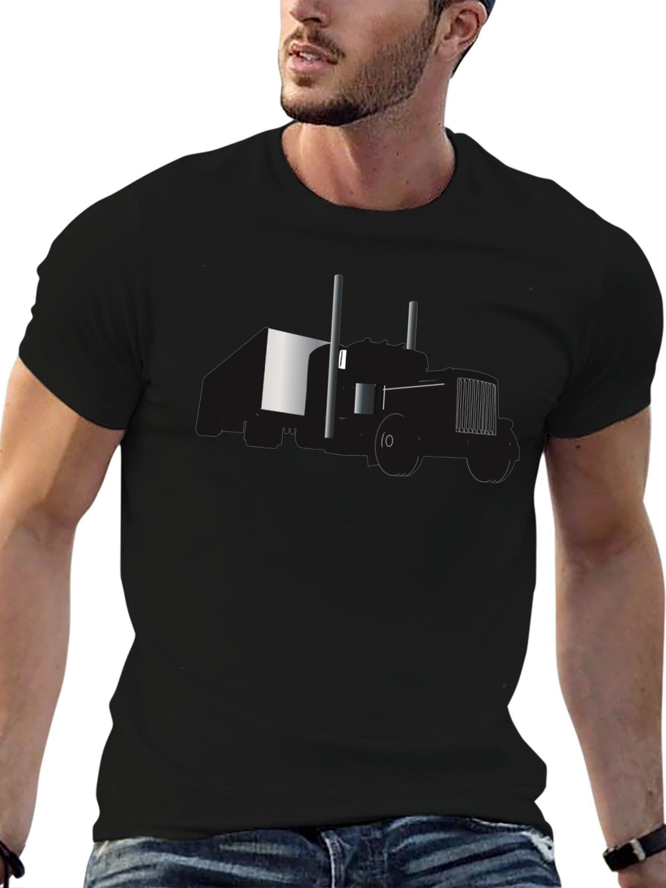 Abstract Tractor Graphic Black T-Shirt