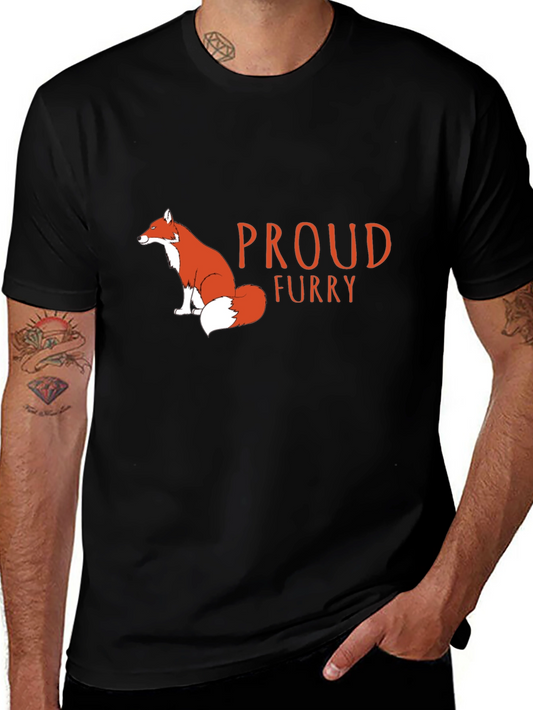 Proud Furry Fox Graphic T-Shirt - Black