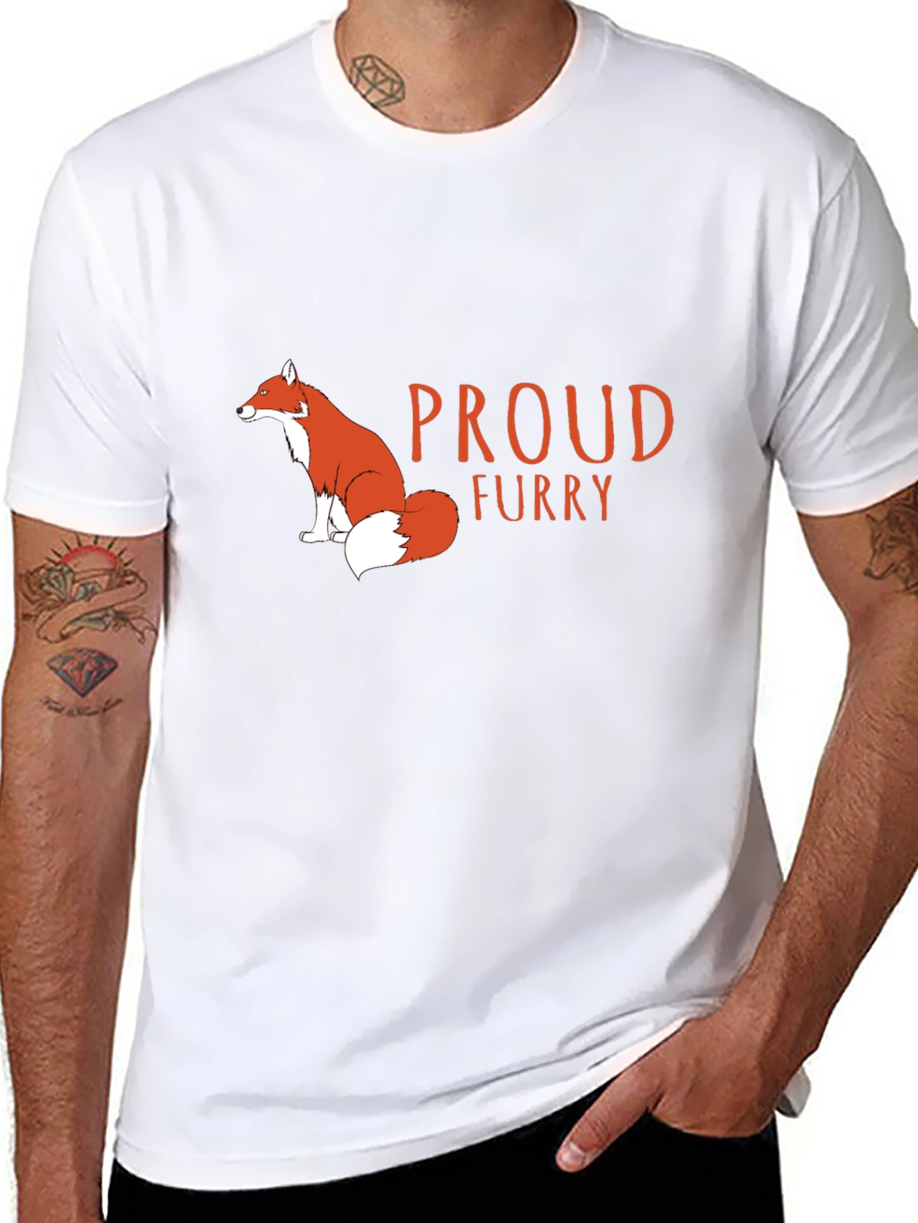 Proud Furry Fox Graphic T-Shirt - Black