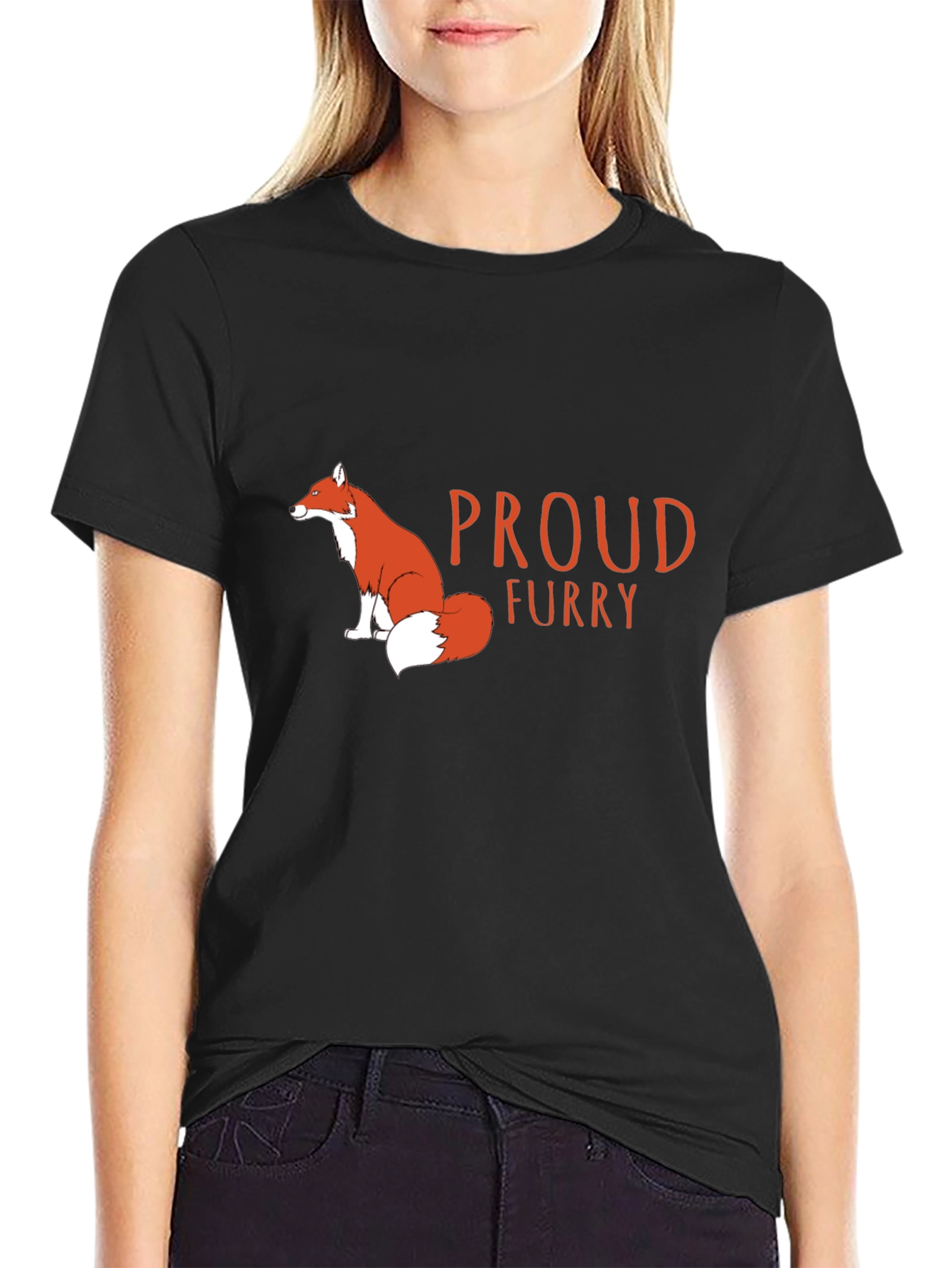 Proud Furry Fox Graphic T-Shirt - Black