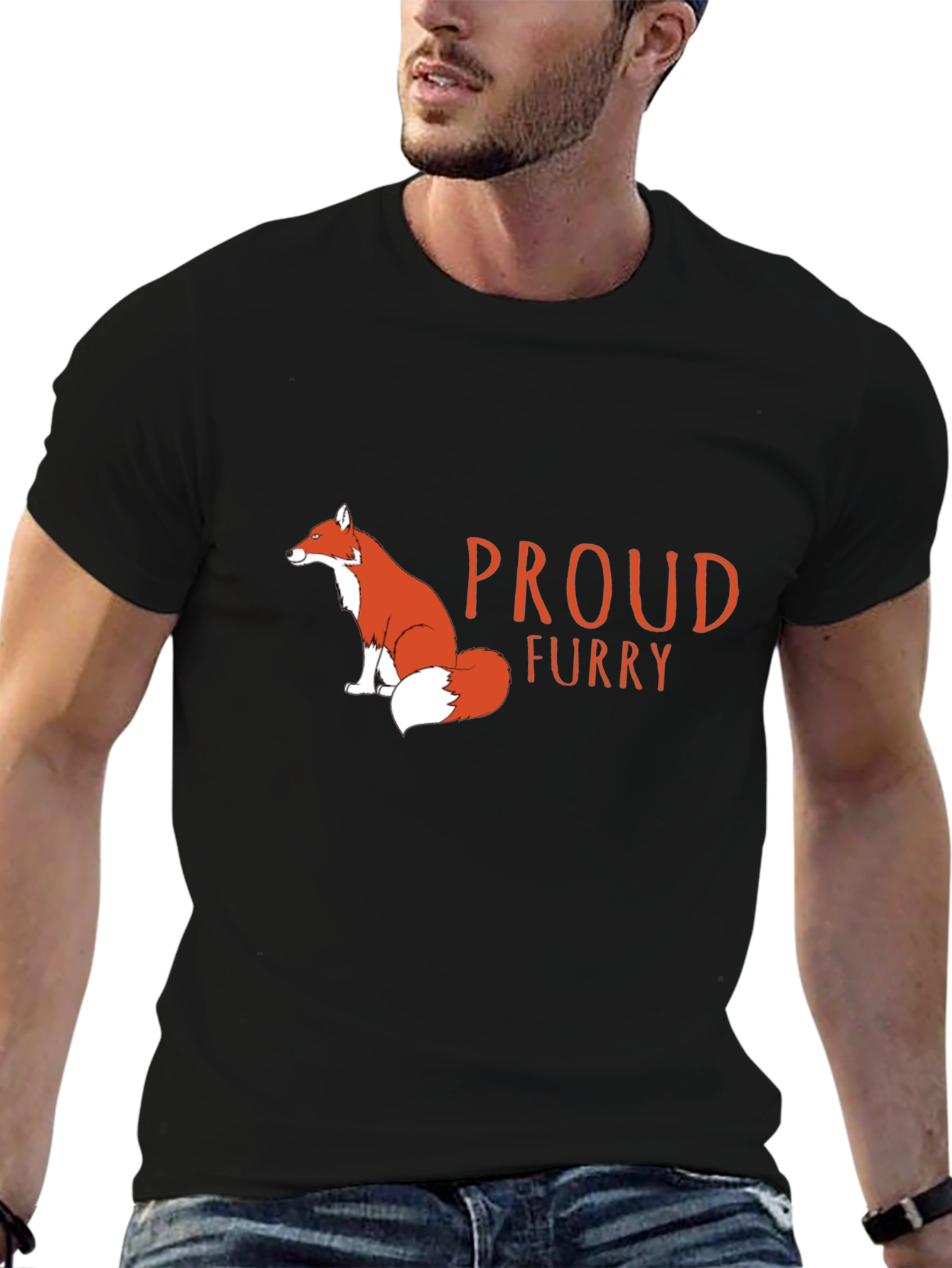 Proud Furry Fox Graphic T-Shirt - Black