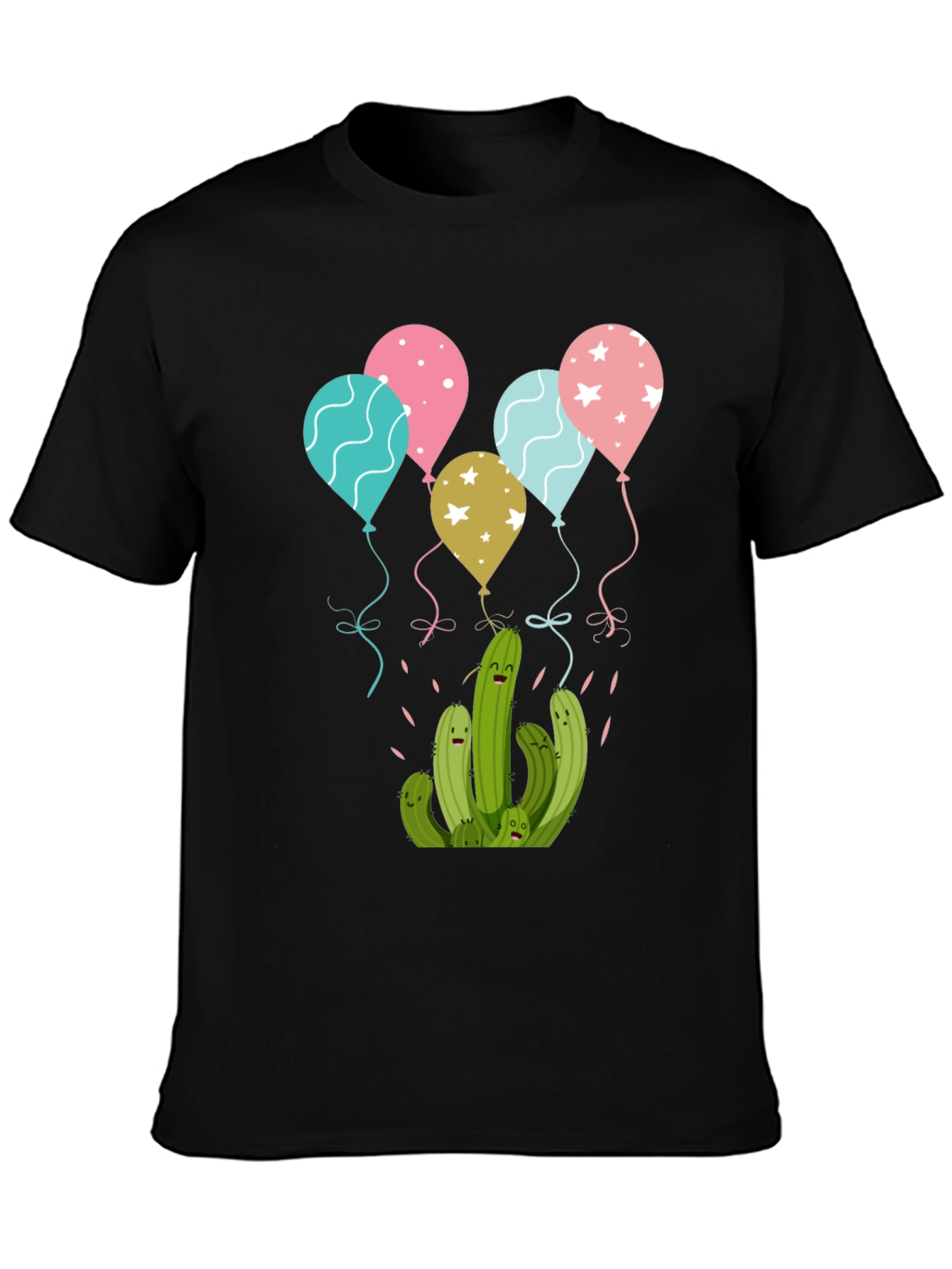 Cactus Balloons Graphic Tee - Black
