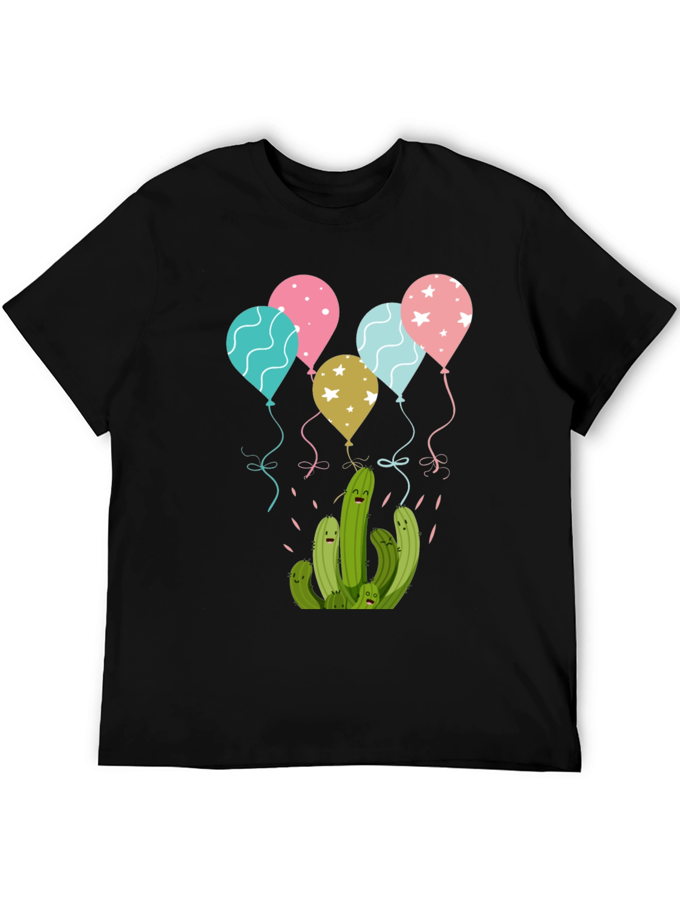 Cactus Balloons Graphic Tee - Black