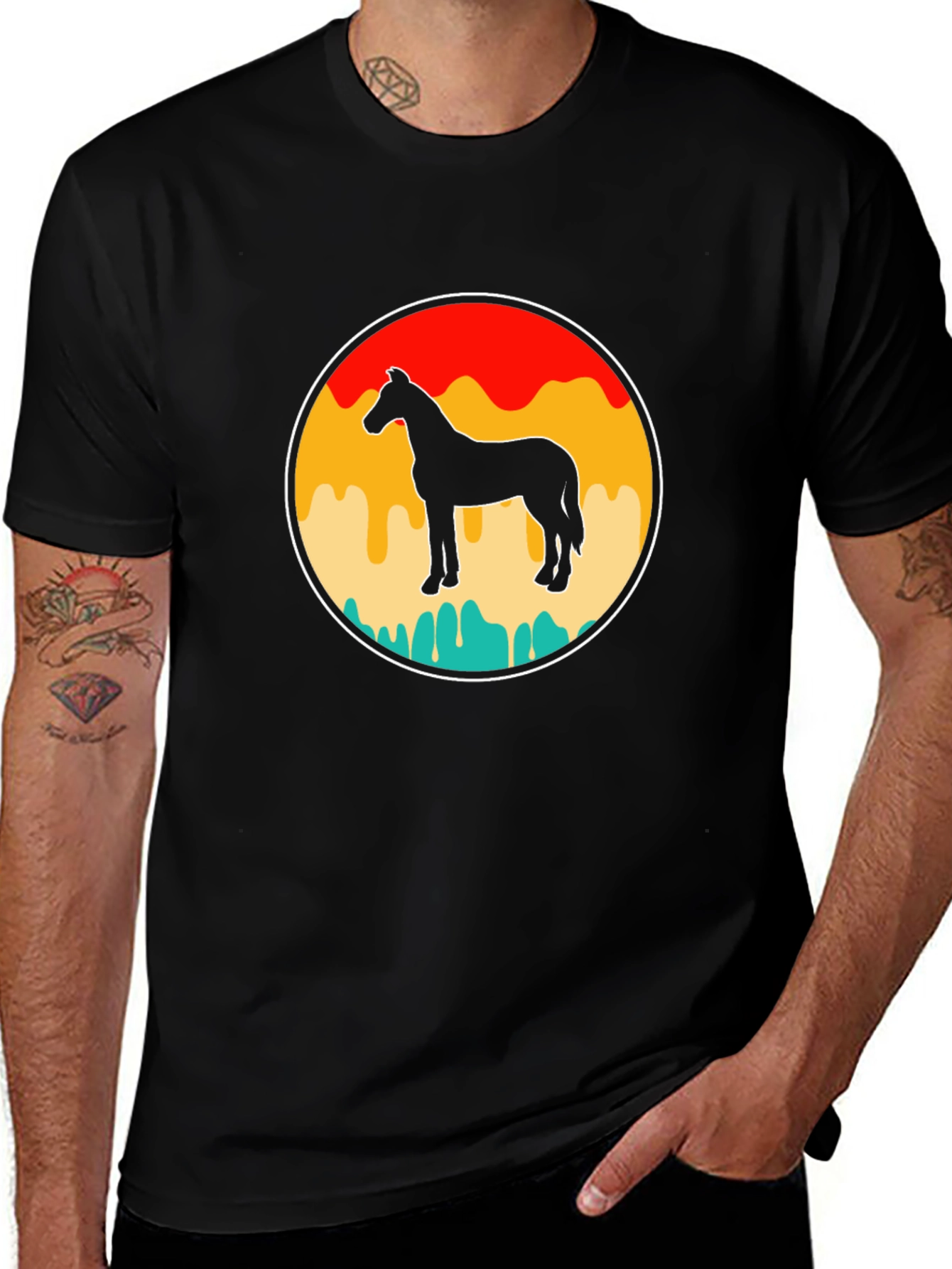 Retro Horse Graphic Tee - Black