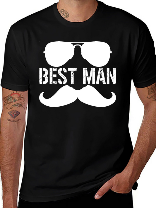 Best Man Sunglasses & Mustache Graphic Tee