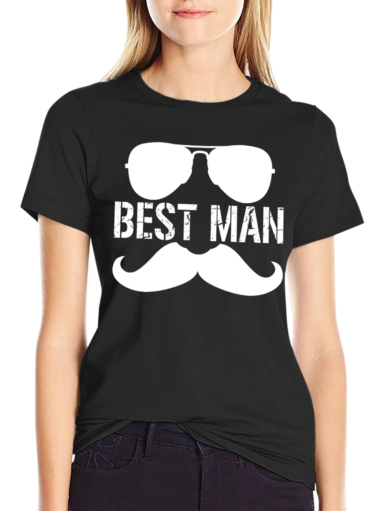 Best Man Sunglasses & Mustache Graphic Tee