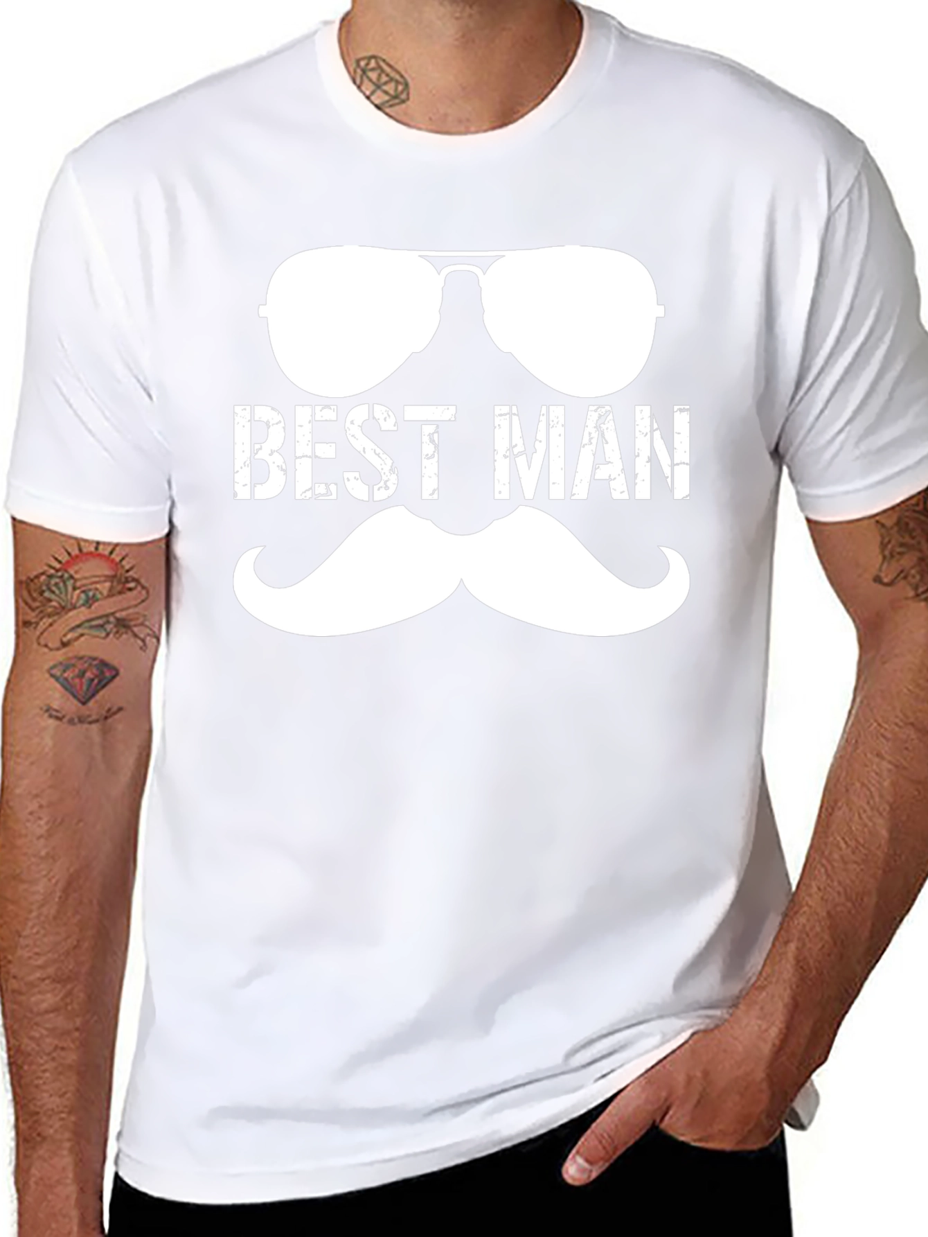 Best Man Sunglasses & Mustache Graphic Tee