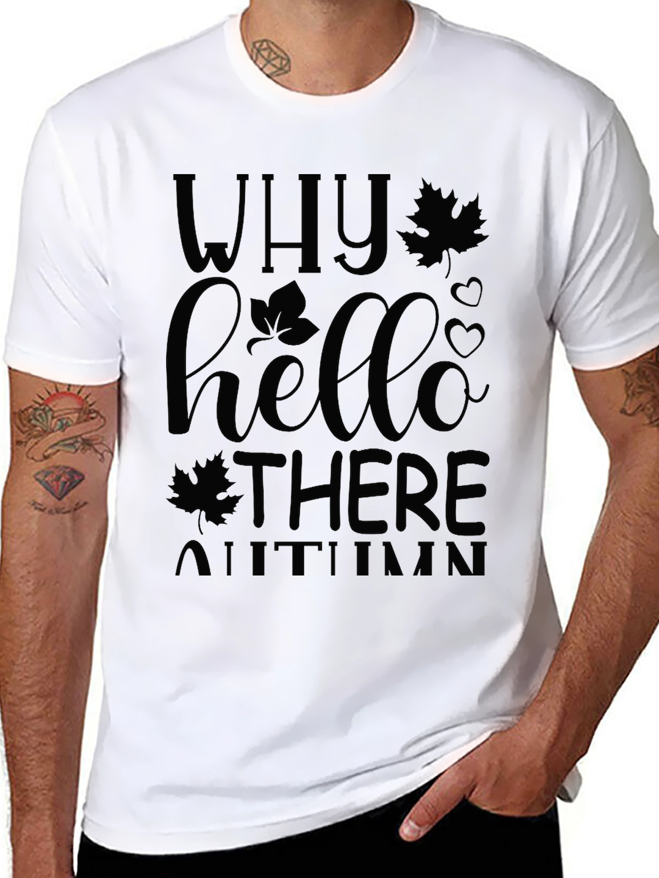 Why Hello There Autumn Black T-Shirt