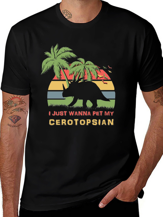 Ceratopsian Pet T-Shirt - Retro Dinosaur Tee