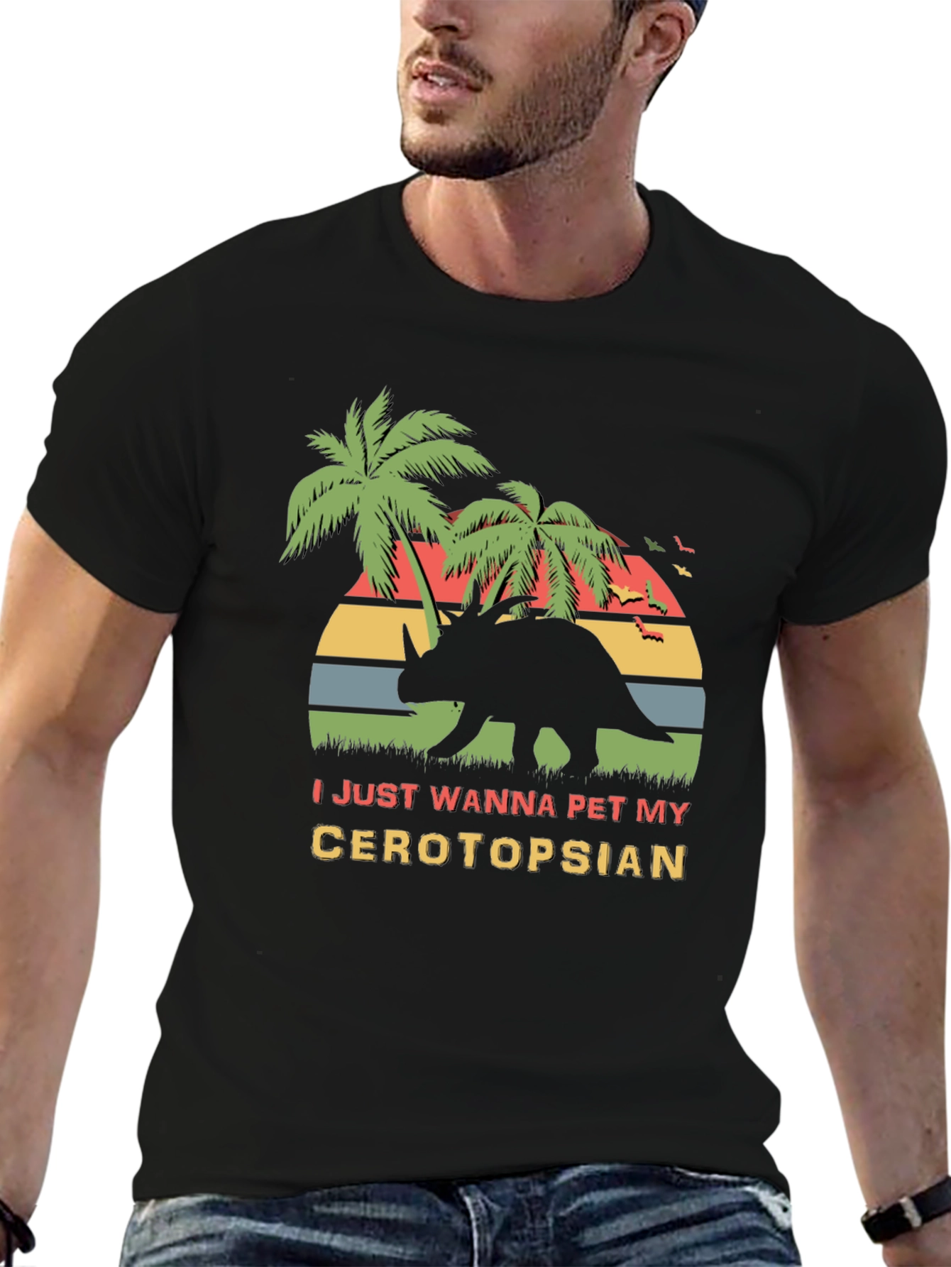 Ceratopsian Pet T-Shirt - Retro Dinosaur Tee