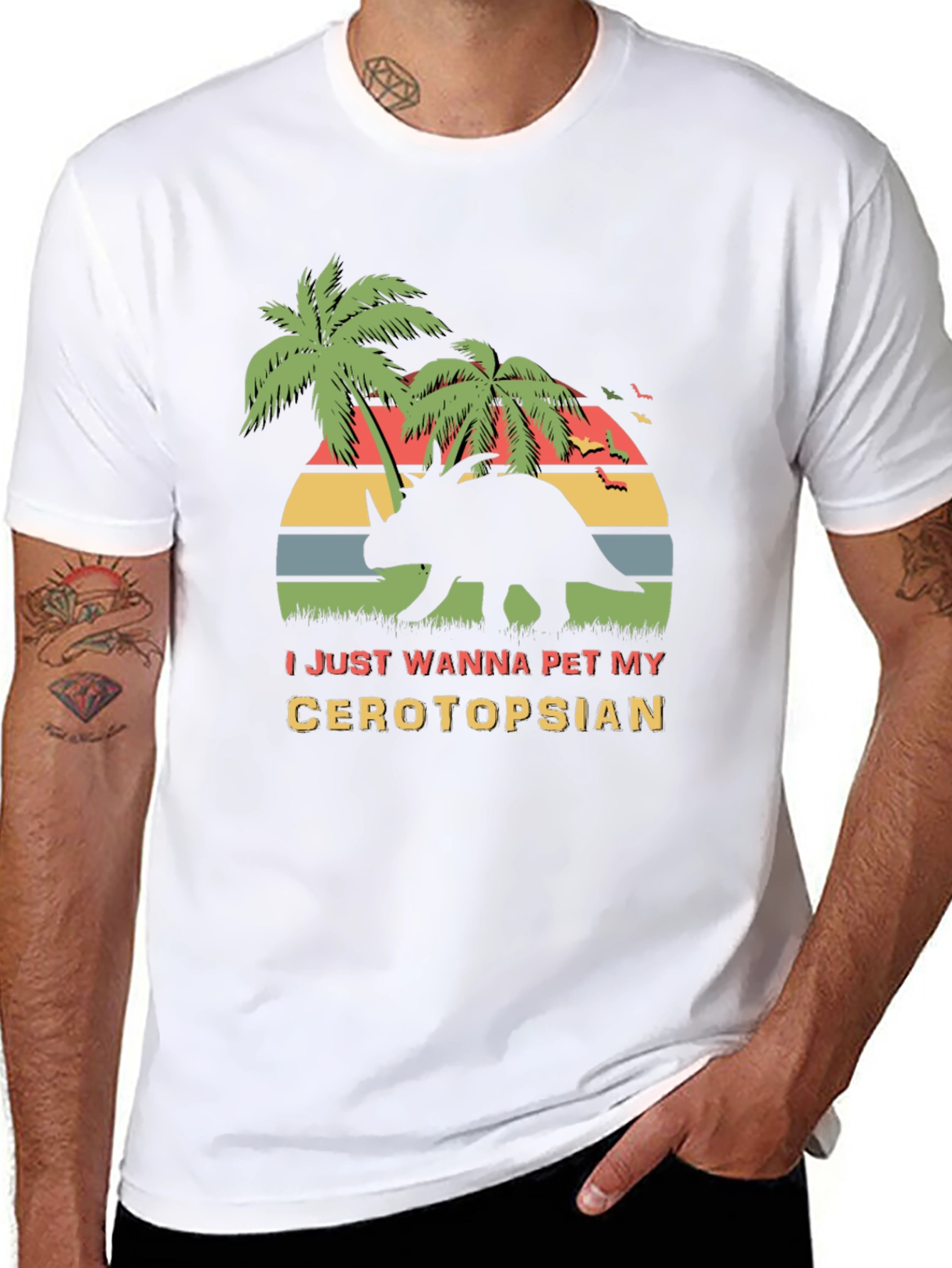 Ceratopsian Pet T-Shirt - Retro Dinosaur Tee