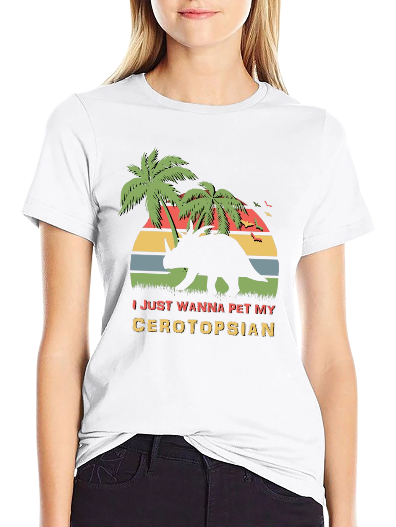 Ceratopsian Pet T-Shirt - Retro Dinosaur Tee