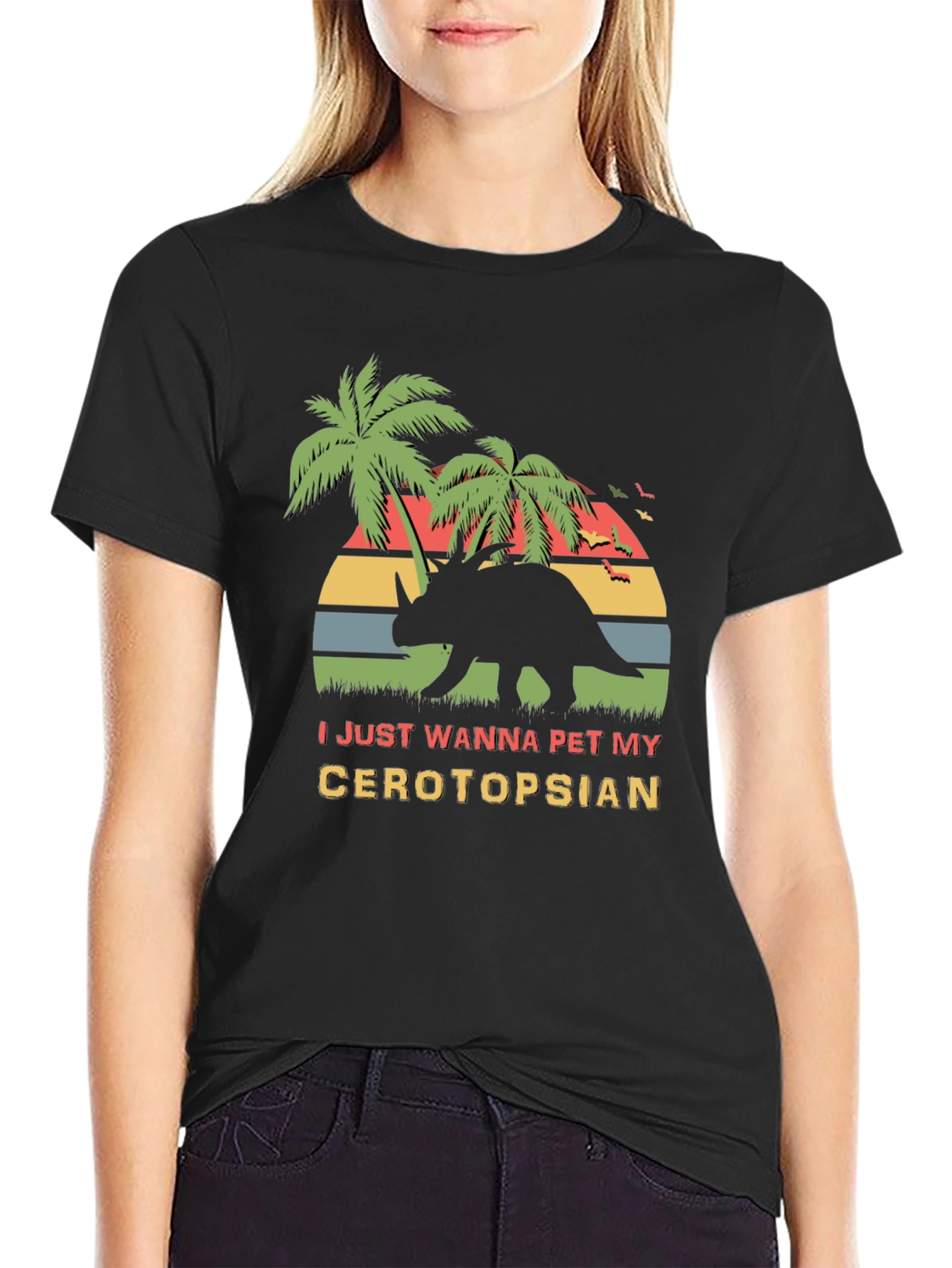 Ceratopsian Pet T-Shirt - Retro Dinosaur Tee