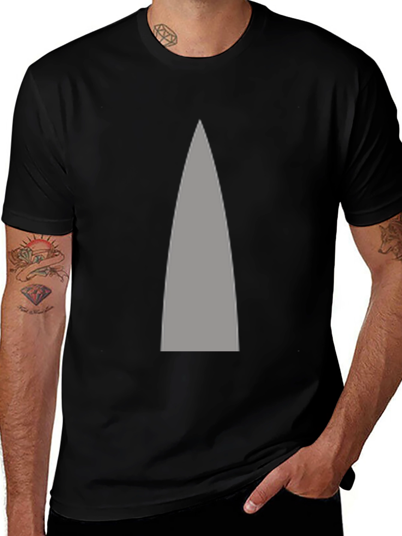 Mens Black T-Shirt with Gray Arrow Design