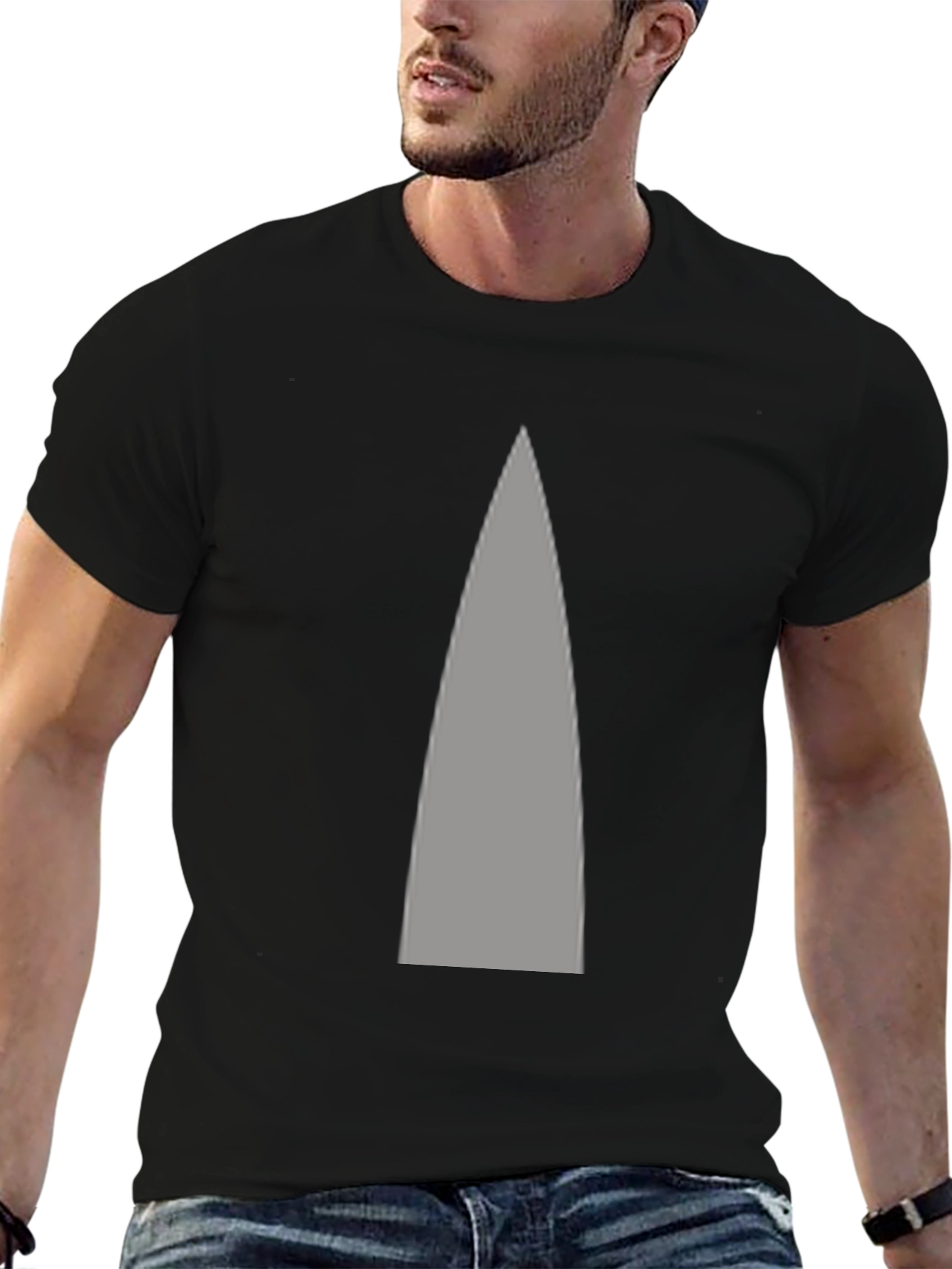 Mens Black T-Shirt with Gray Arrow Design