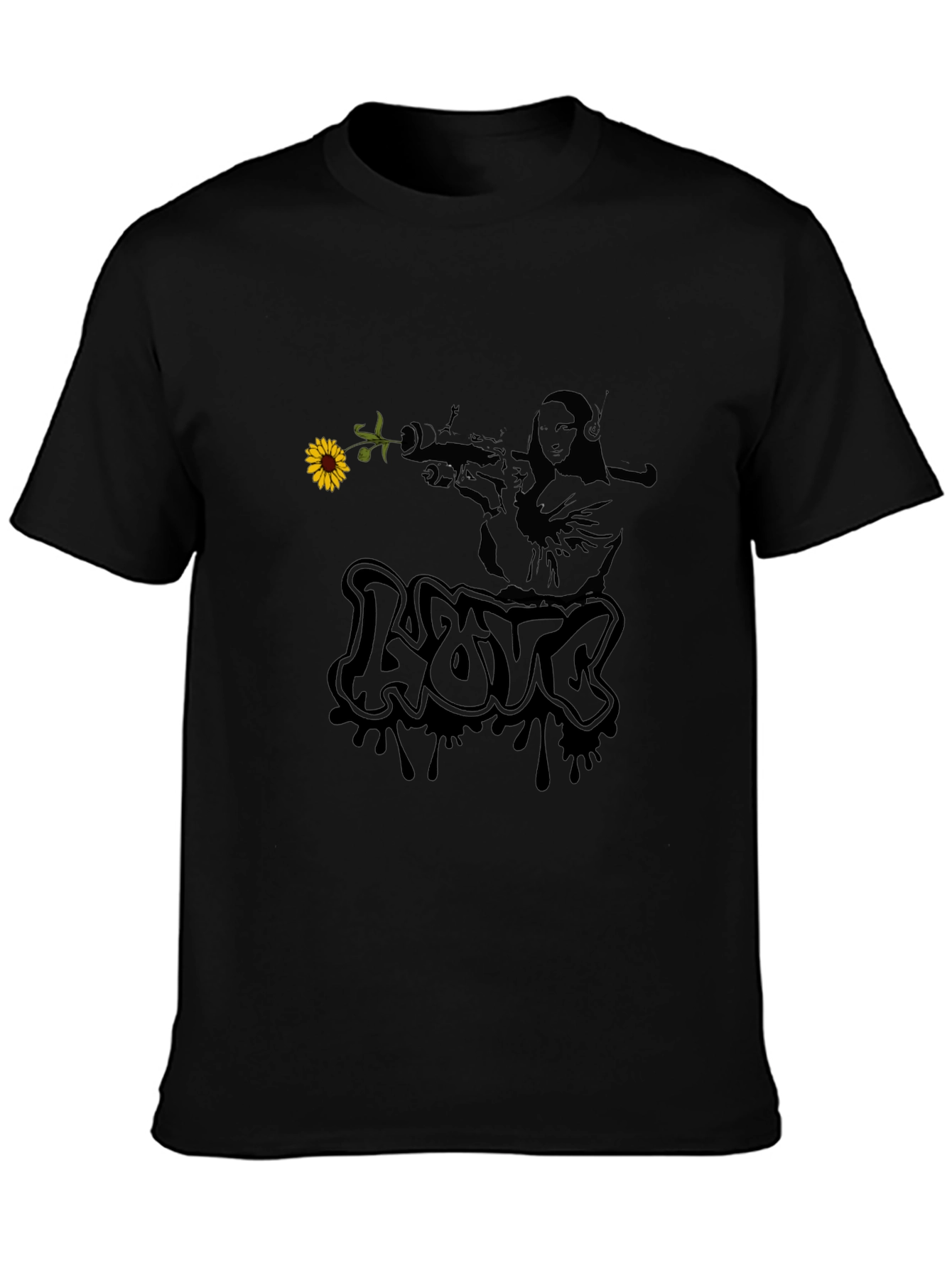 Edgy Love Graphic Black T-Shirt