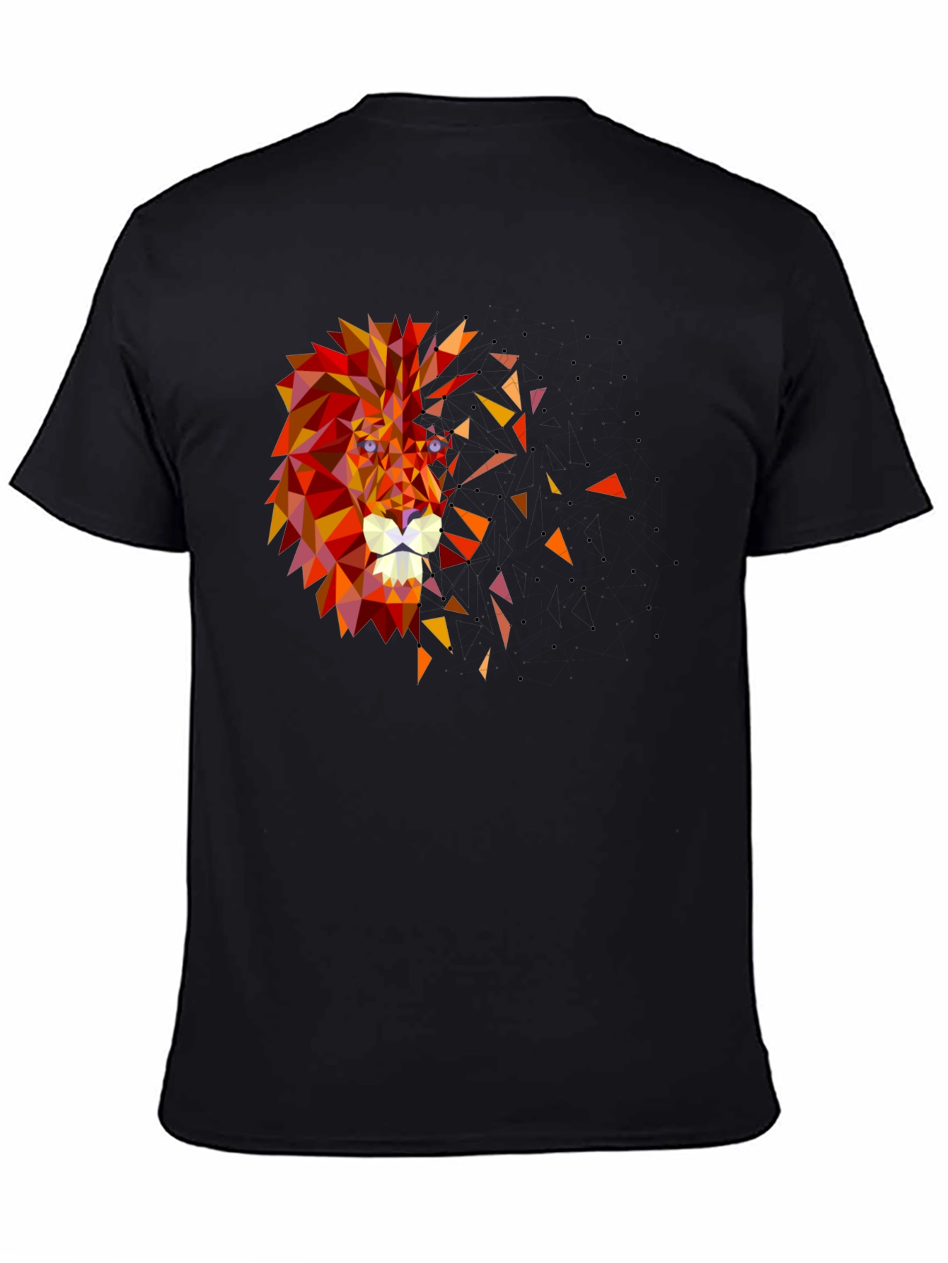 Geometric Lion Head Graphic Black Tee