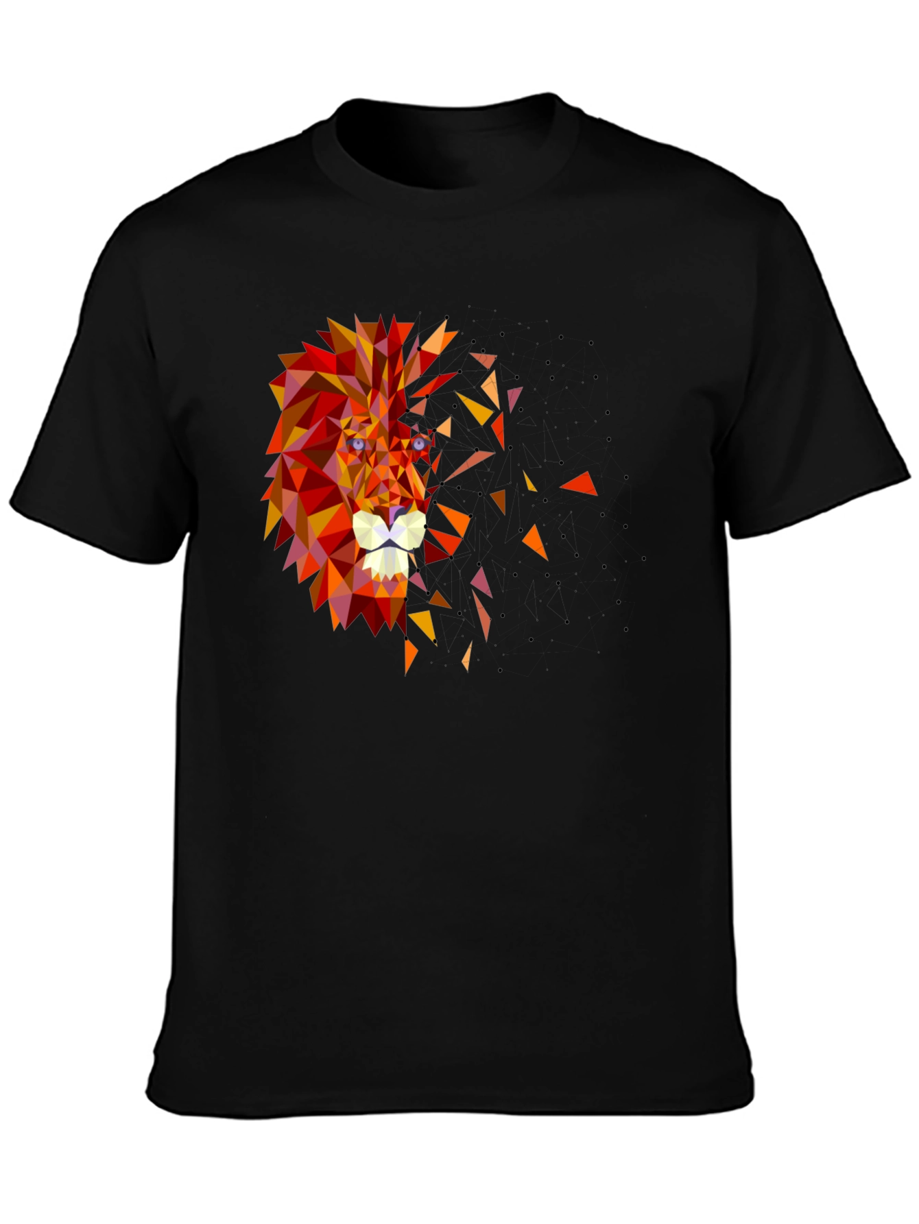 Geometric Lion Head Graphic Black Tee