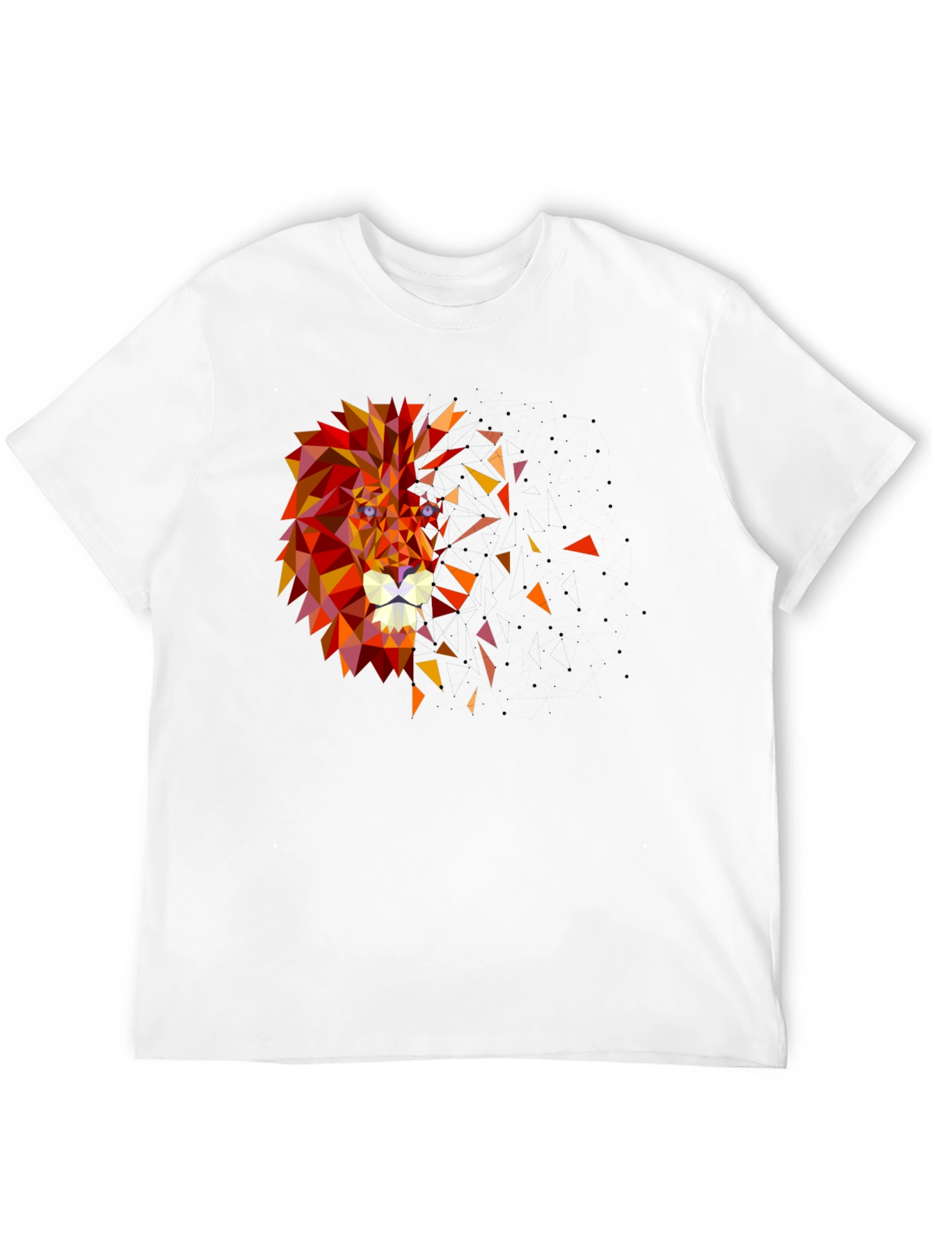 Geometric Lion Head Graphic Black Tee