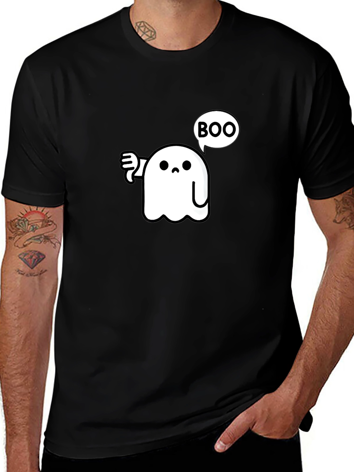 Boo Ghost Graphic T-Shirt - Black Cotton Tee