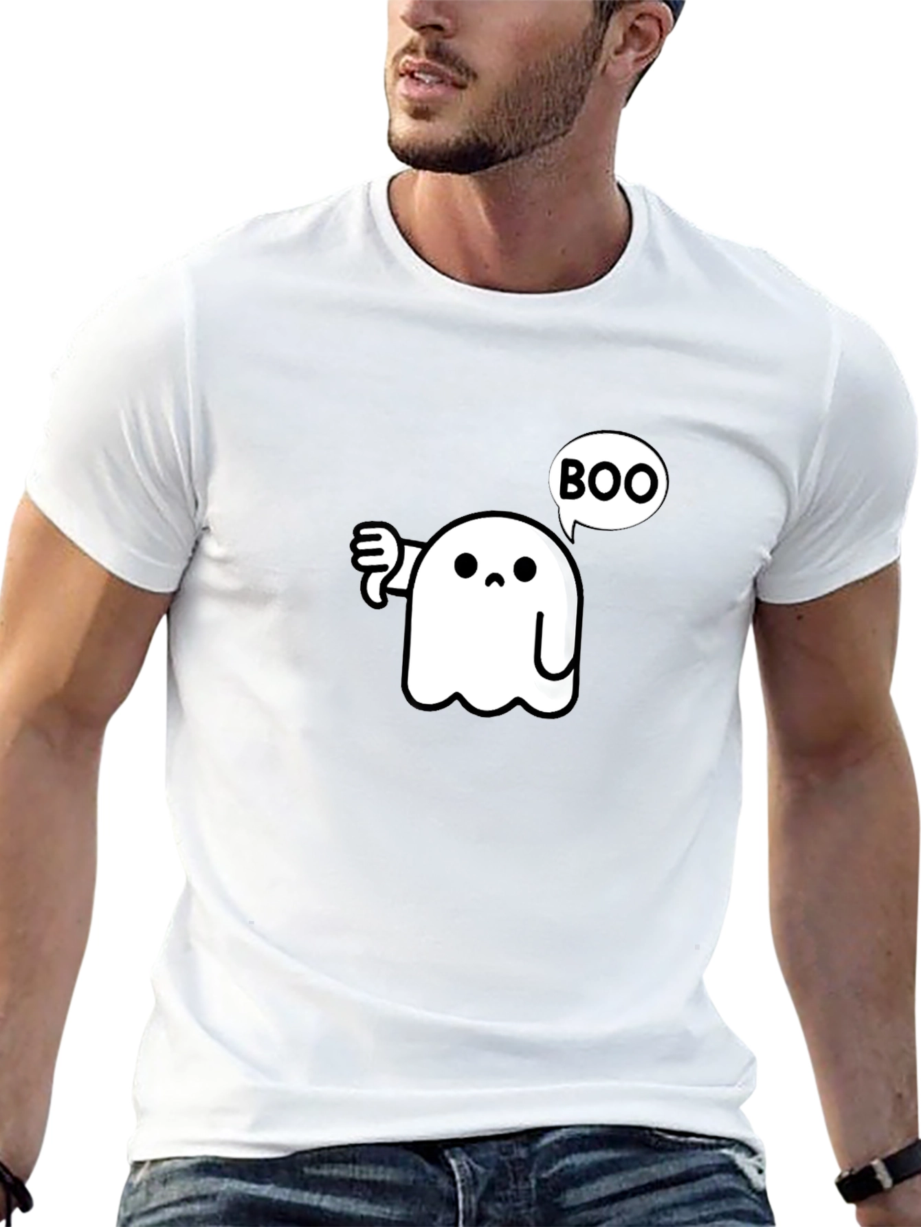 Boo Ghost Graphic T-Shirt - Black Cotton Tee