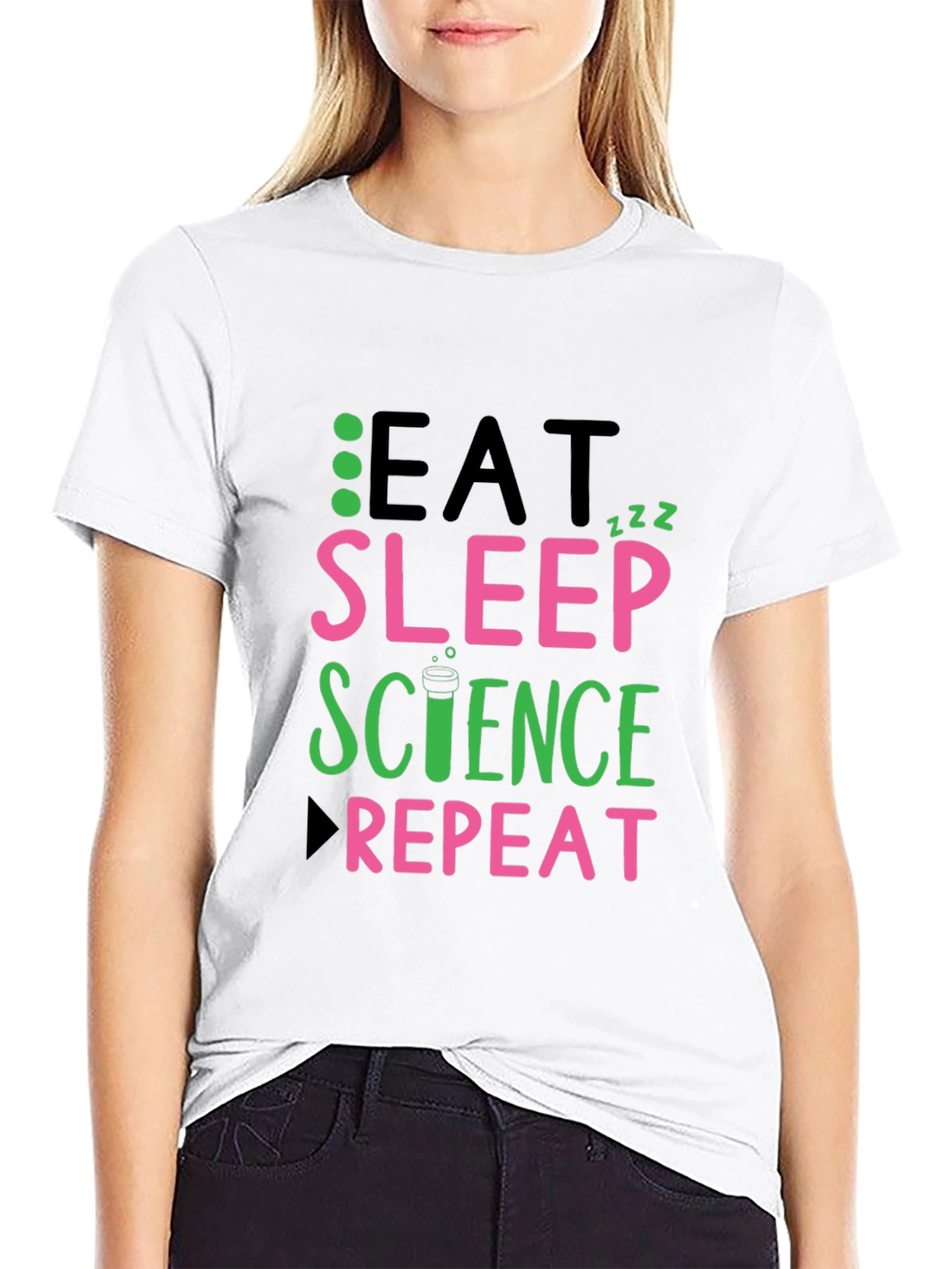 Eat Sleep Science Repeat Black T-Shirt