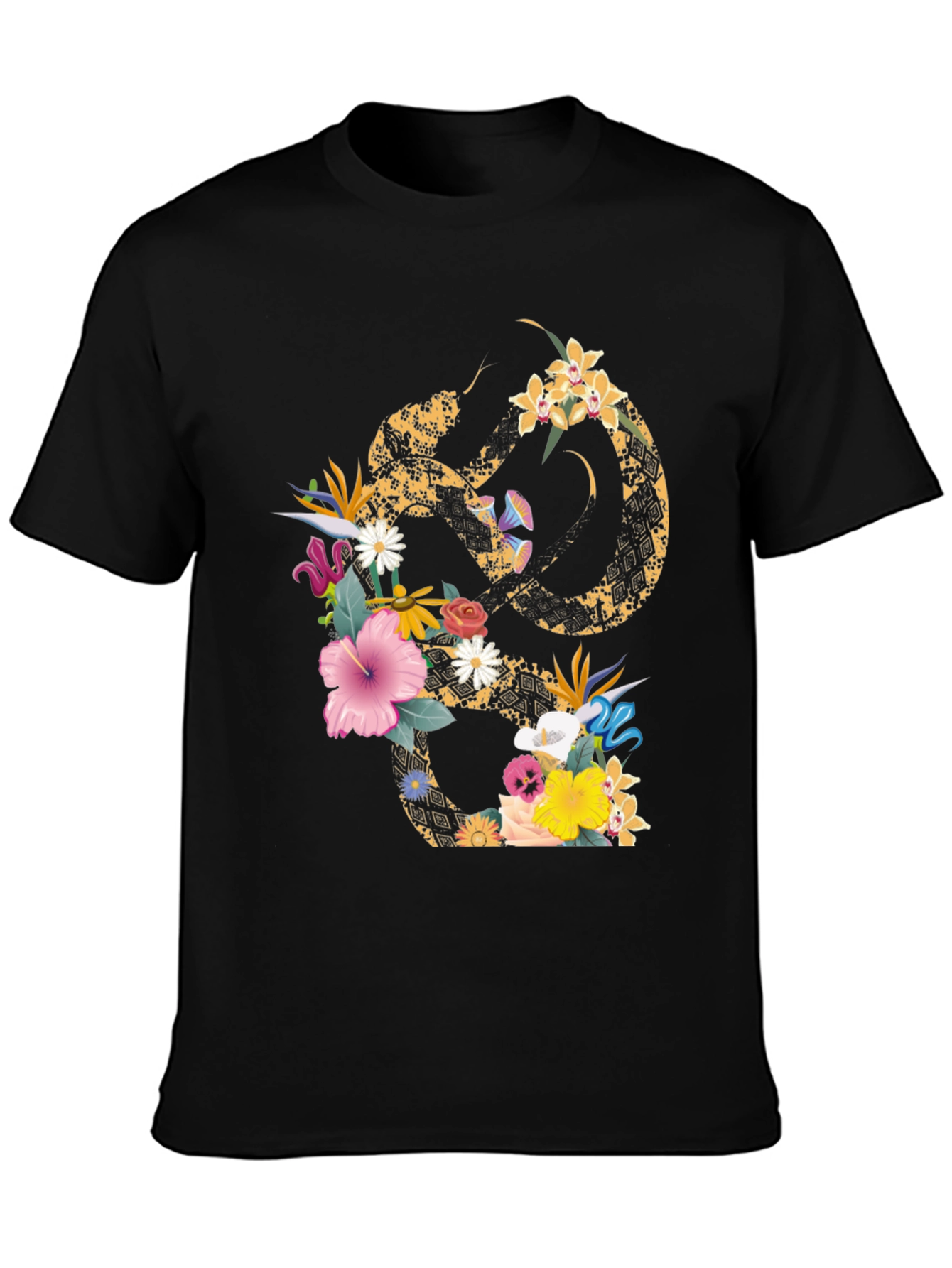 Floral Snake Graphic T-Shirt - Stylish Mens Tee