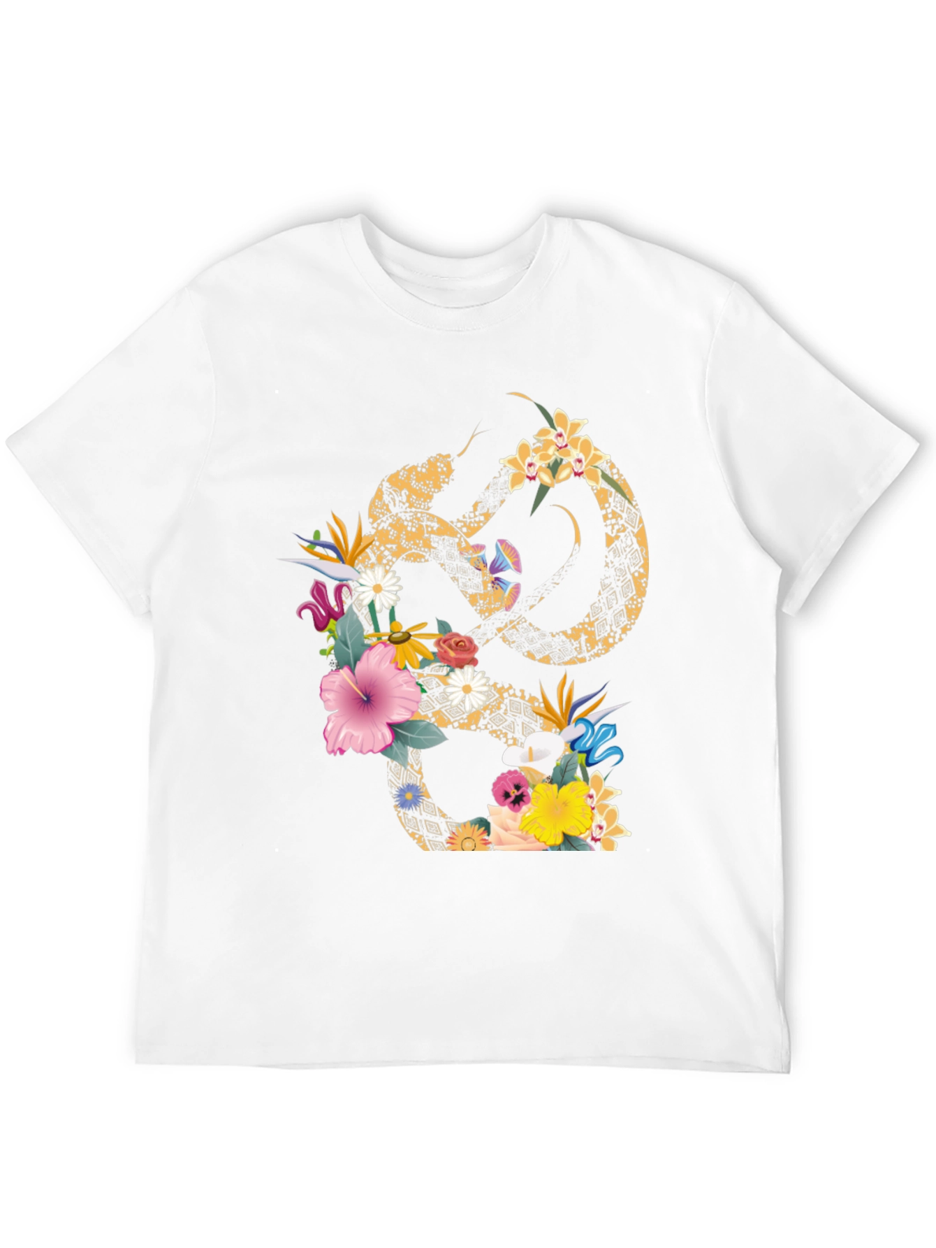 Floral Snake Graphic T-Shirt - Stylish Mens Tee