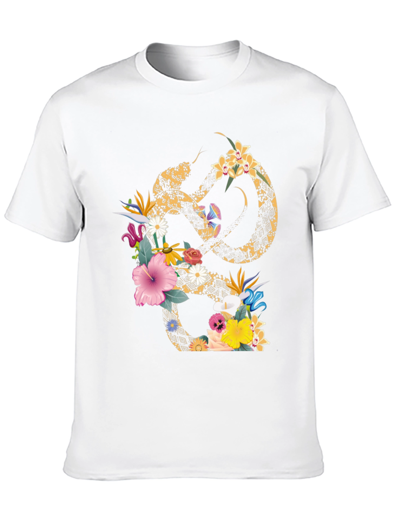 Floral Snake Graphic T-Shirt - Stylish Mens Tee