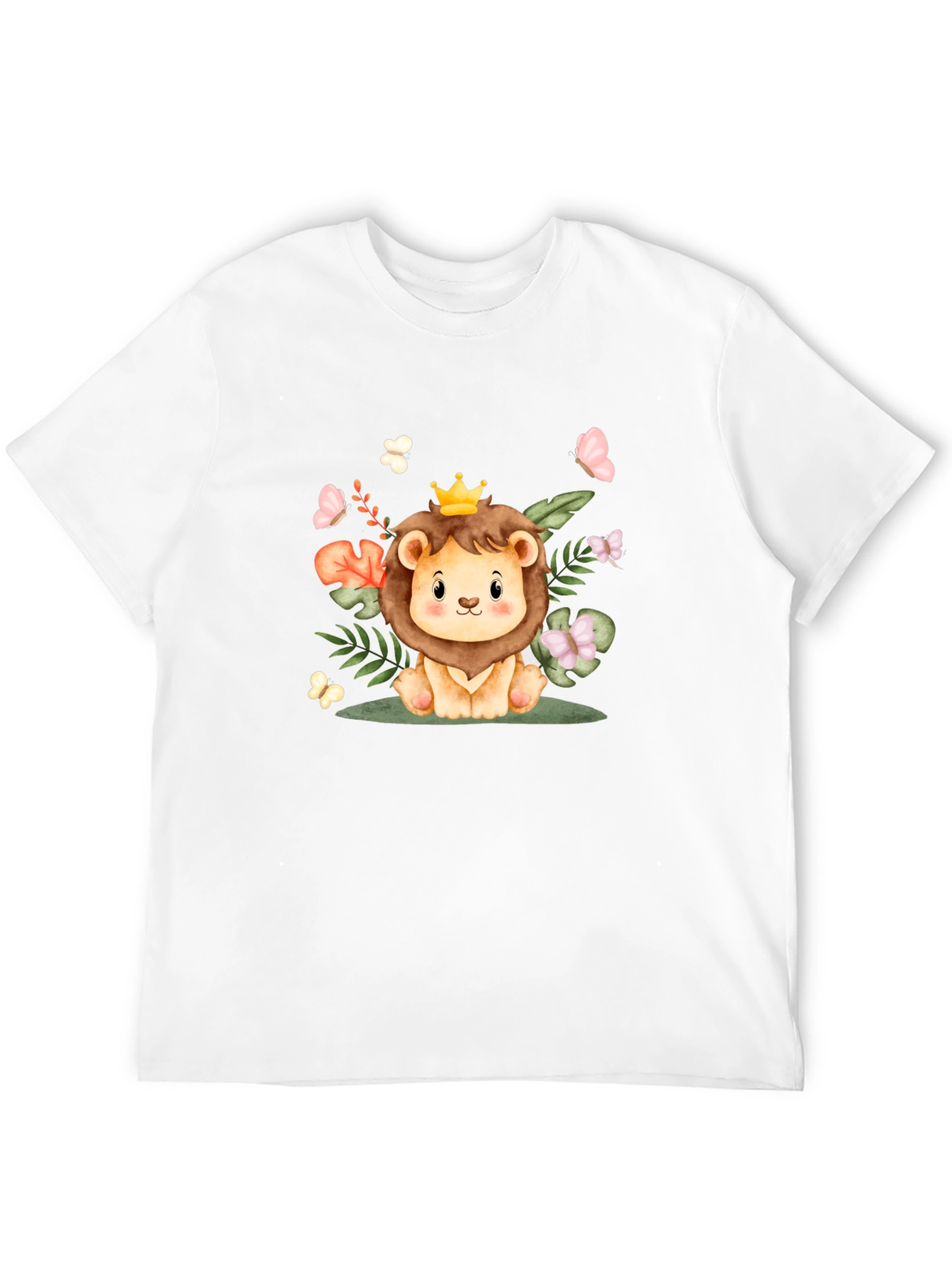 Cute Lion King Graphic Tee - Black Cotton Blend