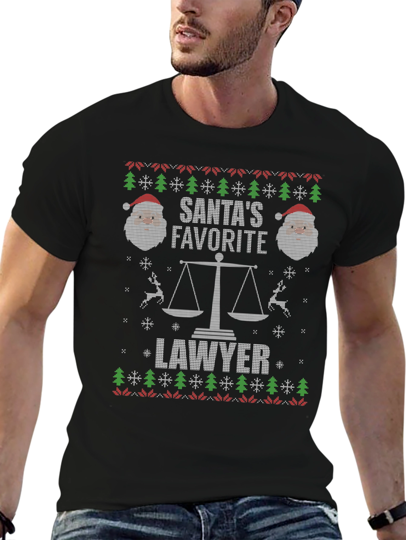 Santas Favorite Lawyer Ugly Christmas Sweater T-Shirt